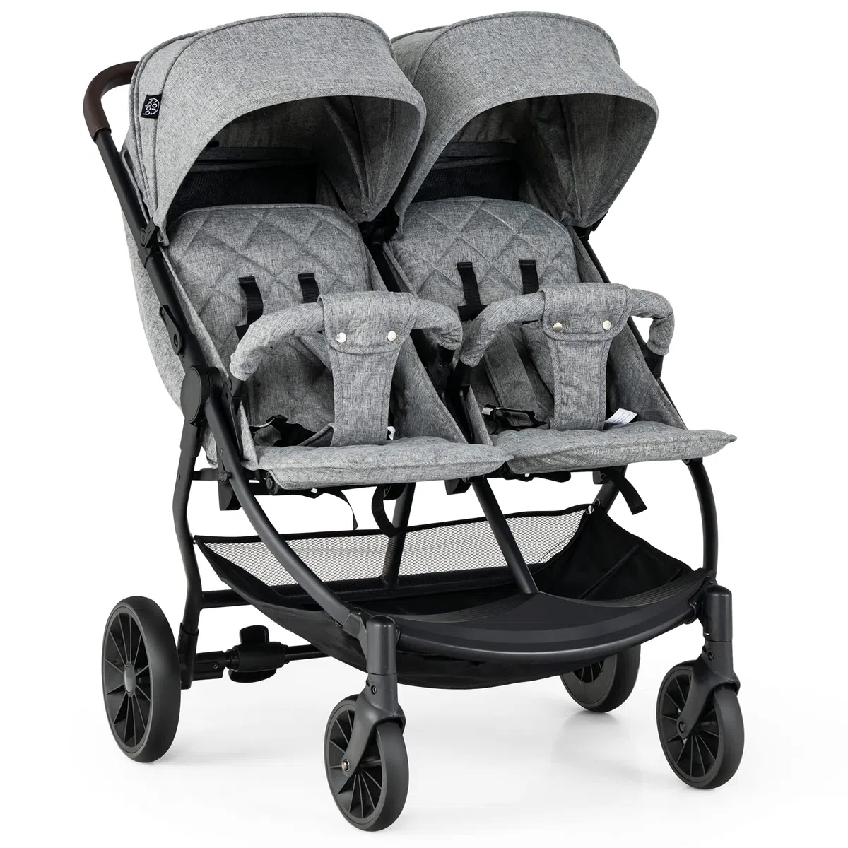 DREAMADE Geschwisterwagen, Doppelkinderwagen für 2 Kinder, Zwillingswagen Faltbar, Buggy mit Doppelsitz, Kinderwagen (Grau)
