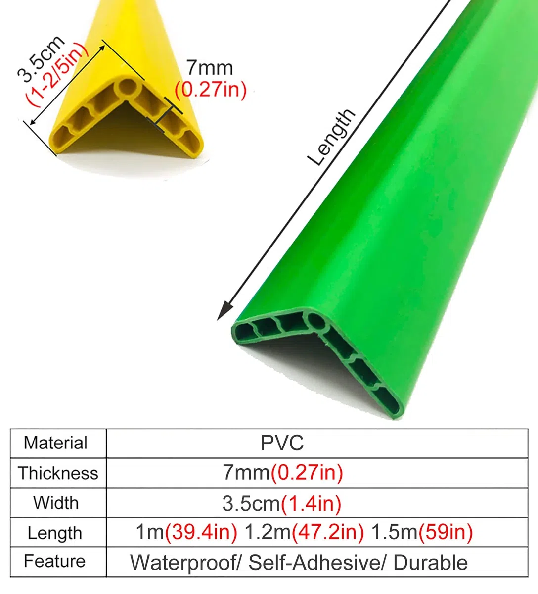 Eckenschutz, Kantenschutz für Wände, wasserdicht, PVC, babysicher, Treppenhaus, Fensterbank, selbstklebend, Grün, 100 cm