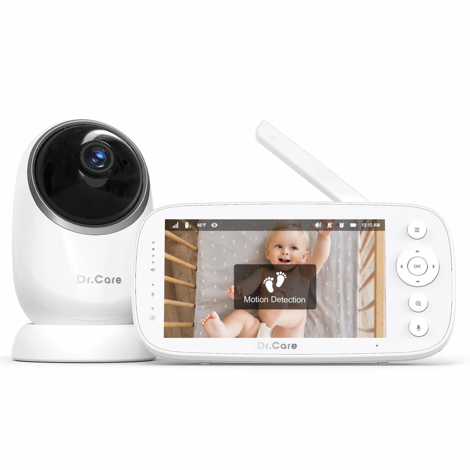 Dr.Care NovaView Pro Babyphone ohne WLAN mit Bewegungsmelder 5 Zoll 1080P Display 5000mAh Akku klare Nachtsicht Echtzeit VOX 2x/4x Zoom 300 m Reichweite 2-Wege-Audio Schwenk- und neigbare Kamera