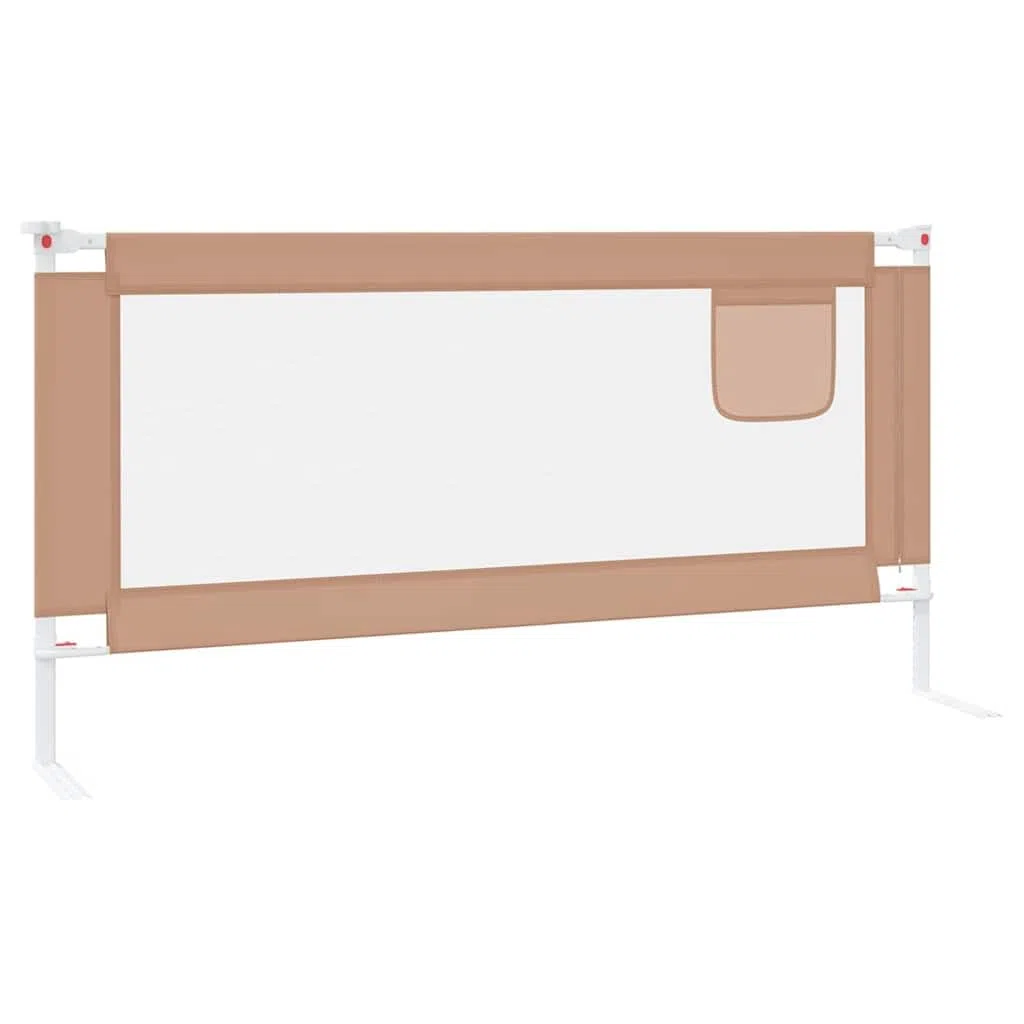 Kleinkind-Bettschutzgitter Taupe 180x25 cm Stoff mit klappbarem Seitengitter, höhenverstellbar, sicherer Rausfallschutz für Babybett, Kinderbett, Elternbett und Boxspringbett
