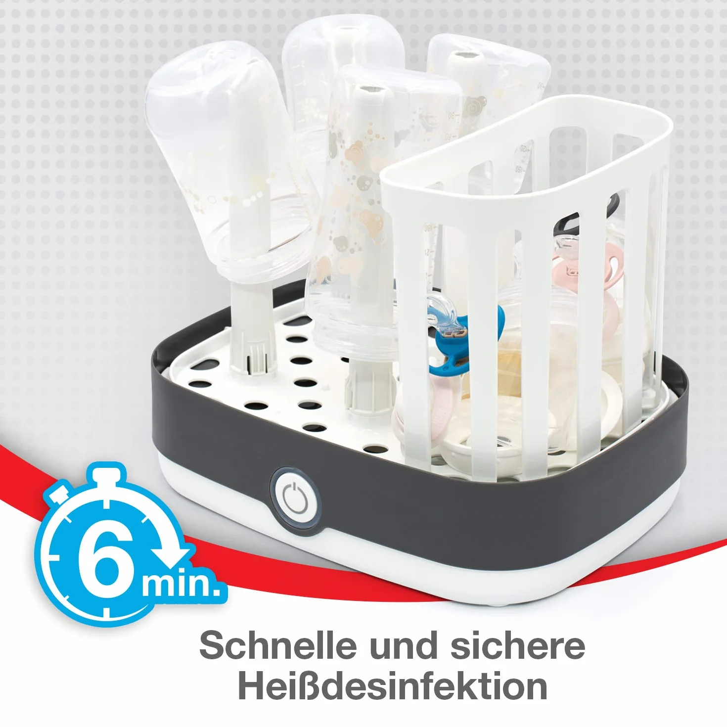 NUK Vario Express Dampf-Sterilisator Modular für bis zu 6 Babyflaschen, 1 Stück & Thermo 3 in 1 Flaschenwärmer, zum einfachen, sicheren und schonenden Erwärmen, 1 Stück (1er Pack)