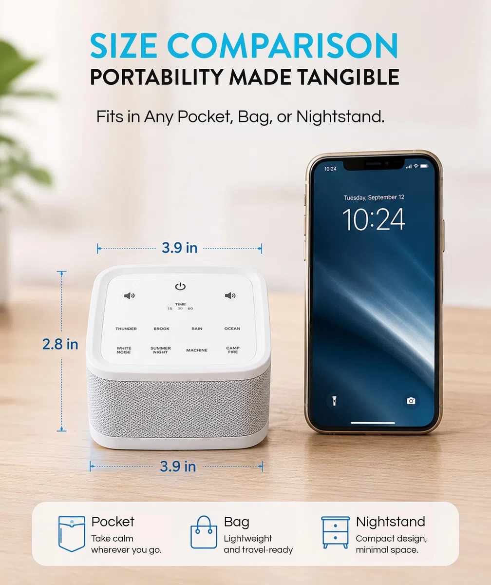 Big Red Rooster White Noise Machine for Sleeping - Baby & Kids Sound Machine with Rain, Nature & Ocean Sounds - Portable Sleep Noise Maker with Timer, Bluetooth & USB/AA Power - Travel & Home Use