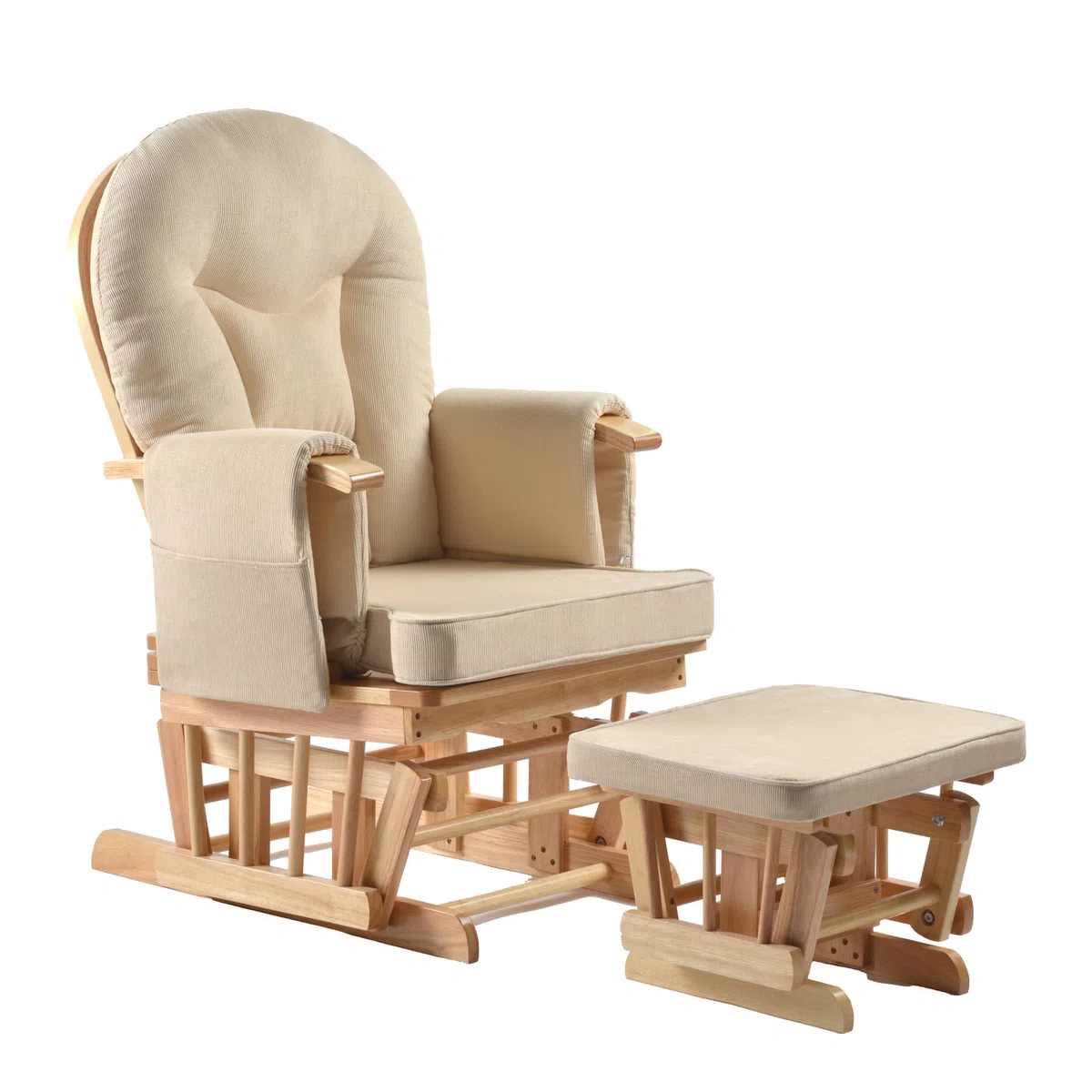 Glider Stillstuhl & Hocker Entspannungsstuhl Schaukelsessel Natur/Creme * NEU