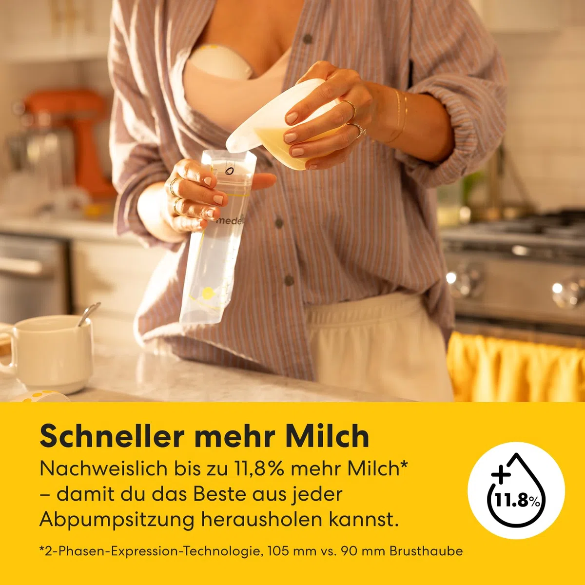 Set Medela Motion InBra tragbare elektrische Milchpumpe + Medela Mama-Baby-Socken, Limitiert, von Schweizer Künstlerin Yael Anders, Teil der Kampagne „With You, Every Step of the Way”