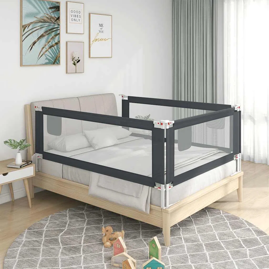 Generisch Kleinkind-Bettschutzgitter Dunkelgrau 200x25 cm Stoff,Baby & Kleinkind,Babysicherheit,Baby-Bettschutzgitter,10233