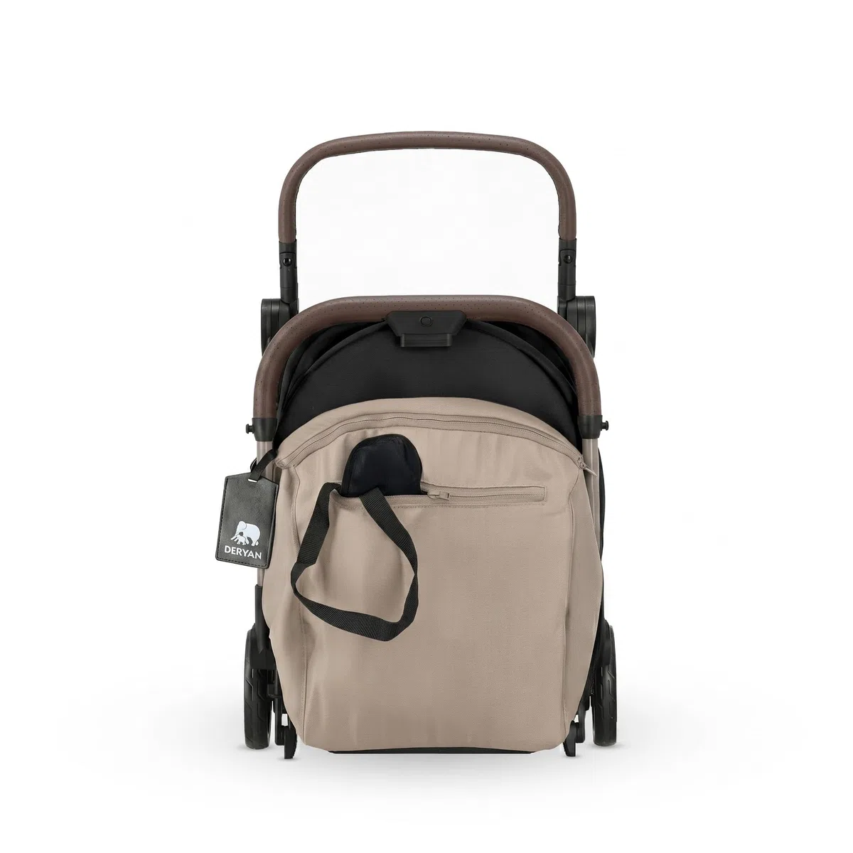 Deryan Air Reisebuggy Kinderwagen fürs Flugzeug-Handgepäck - Ultraleichter kompakter Buggy bis 22 kg (0-4 Jahre), faltbarer Kinderbuggy mit Transporttasche, UPF 50+ Sonnendach, Liegefunktion, Nougat