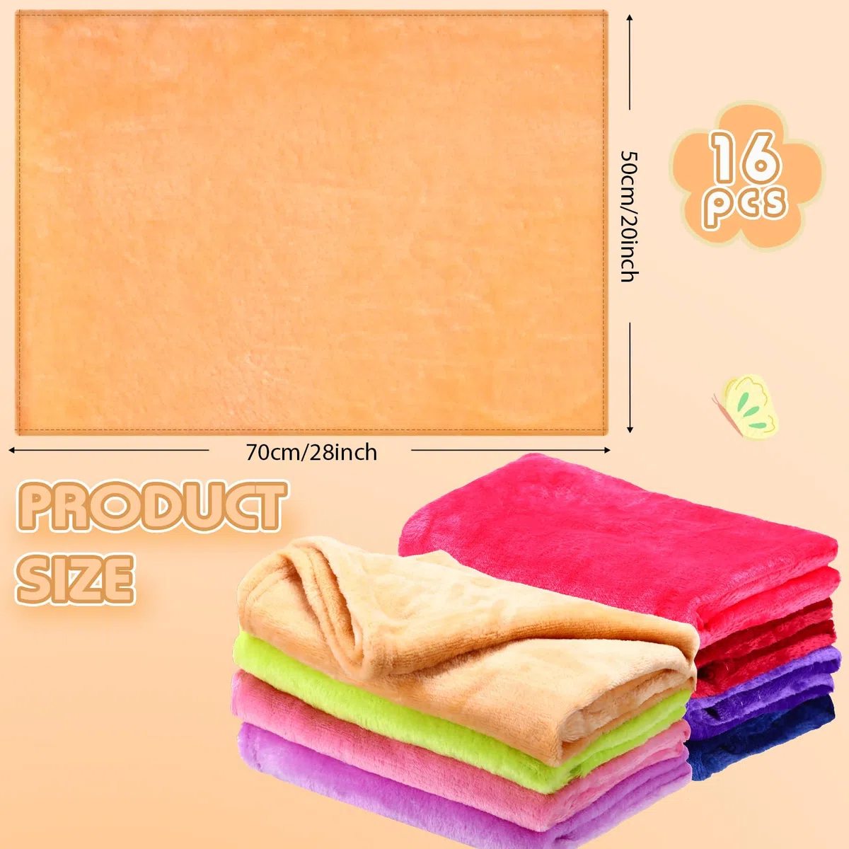 Kinlop Flanell-Babydecke, Flanell, Kinderwagendecke, weich und warm, für Neugeborene, Kinderzimmer, Bettdecken, Kleinkinddecke für Neugeborene, Reisen, 16 Farben (50,8 x 71,1 cm)