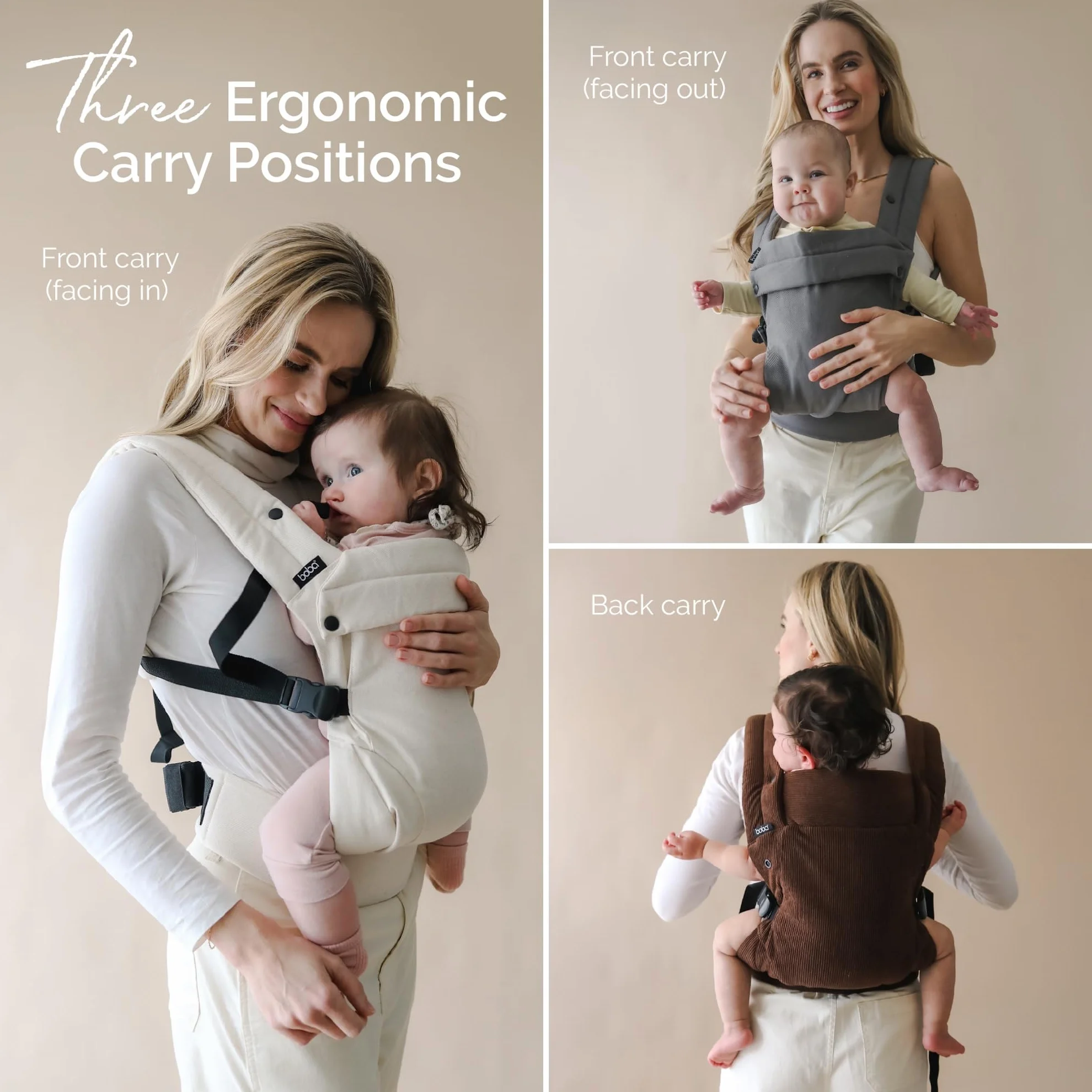 Boba Auri Babytrage Neugeboren bis Kleinkind 100% Baumwolle 3 ergonomische Tragepositionen M-Position verstellbarer Sitz 3,2-20 kg