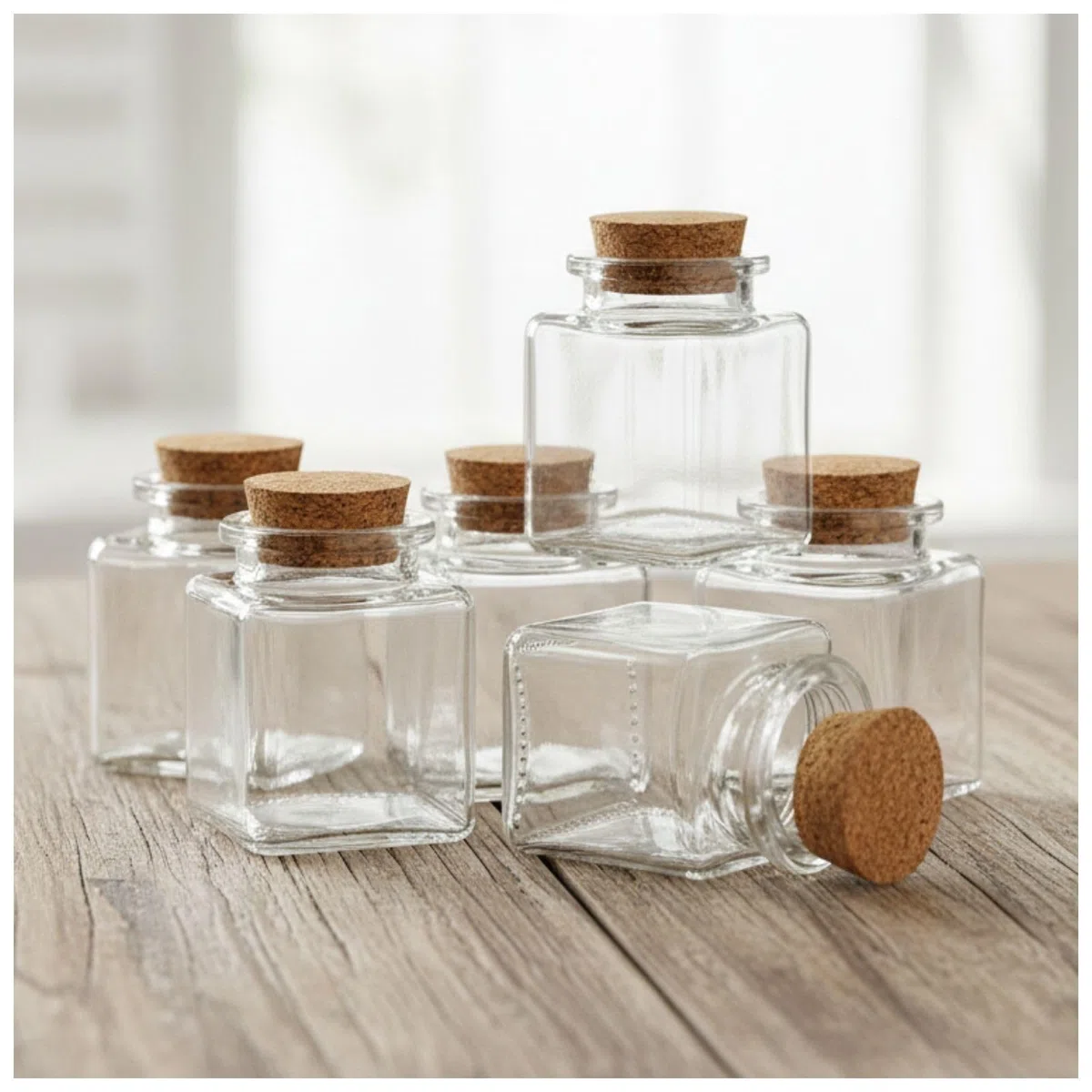 Doni Bomboniere 40 quadratische Gläschen 6x4x4 Konfetti-Behälter Korkverschluss Glasgefäße transparent hohe Qualität personalisierbar Basteln Hochzeit Taufe Geburt Firmung Kommunion Abschluss