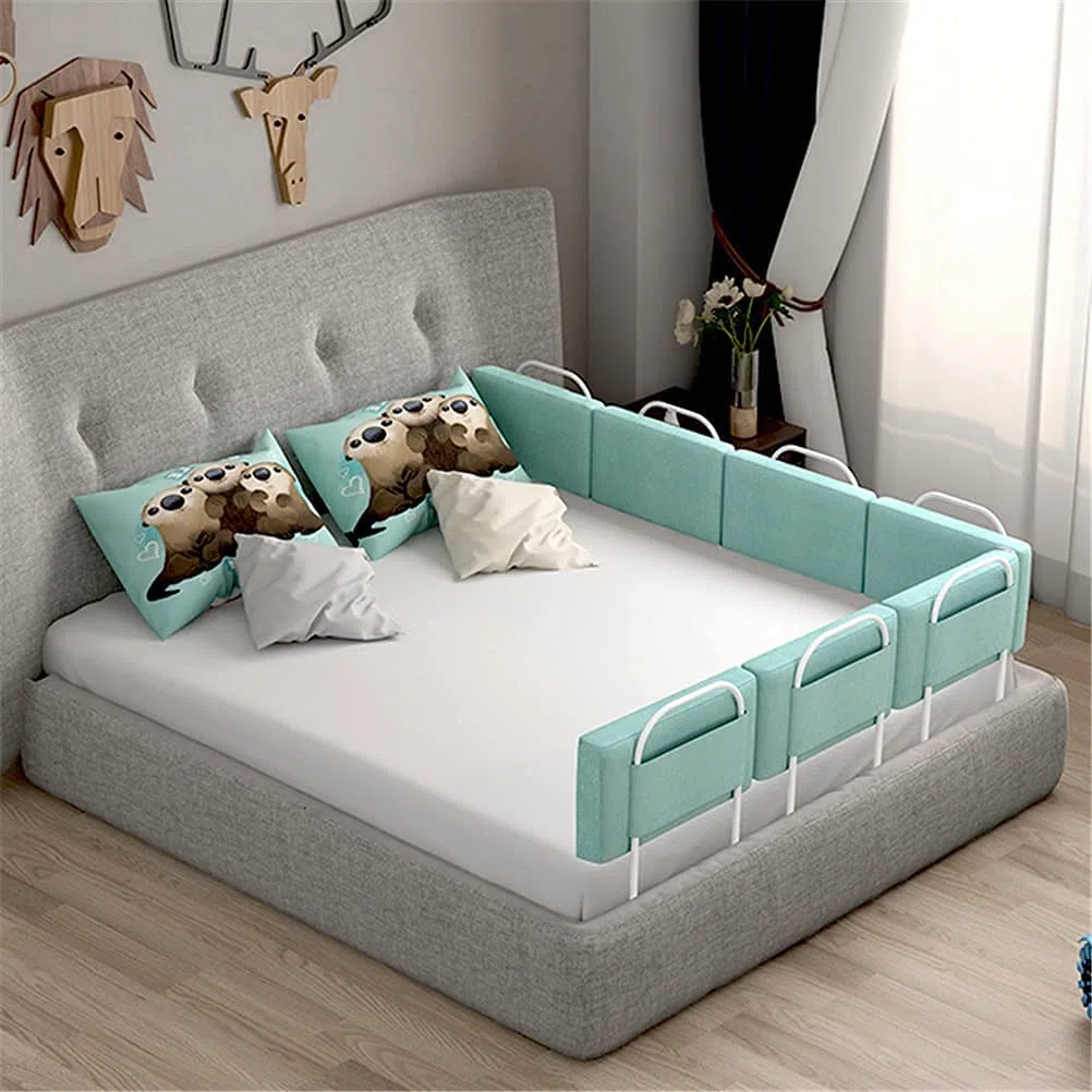 Bettschutzgitter - Sicherheitsbarriere für Kinderbetten, Sicherheitsbettzaun, Schutzgeländer, Bettgeländer, 1,5–2 Meter Bettgitter, universell einsetzbar (Größe: 180 cm (60 cm x 3), Farbe: G