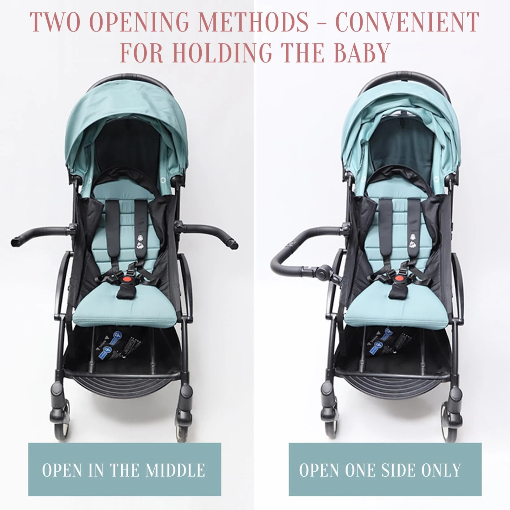 Kinderwagen-Zubehör, Kinderwagen-Stoßstange, verstellbares multifunktionales PU-Leder-Griffzubehör mit Knopfschalter für die Sicherheit von Babys und Kleinkindern