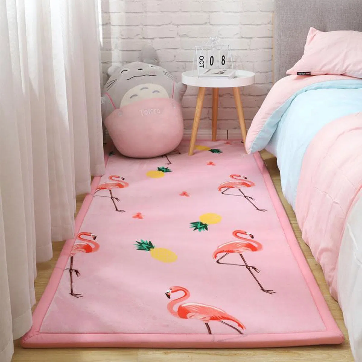 Baby-Spielmatte, Krabbelmatte Kinderteppich, Rechteckig, Größen, Tatami-Yogamatte-pink Bottom Flamingo-200 * 260cm