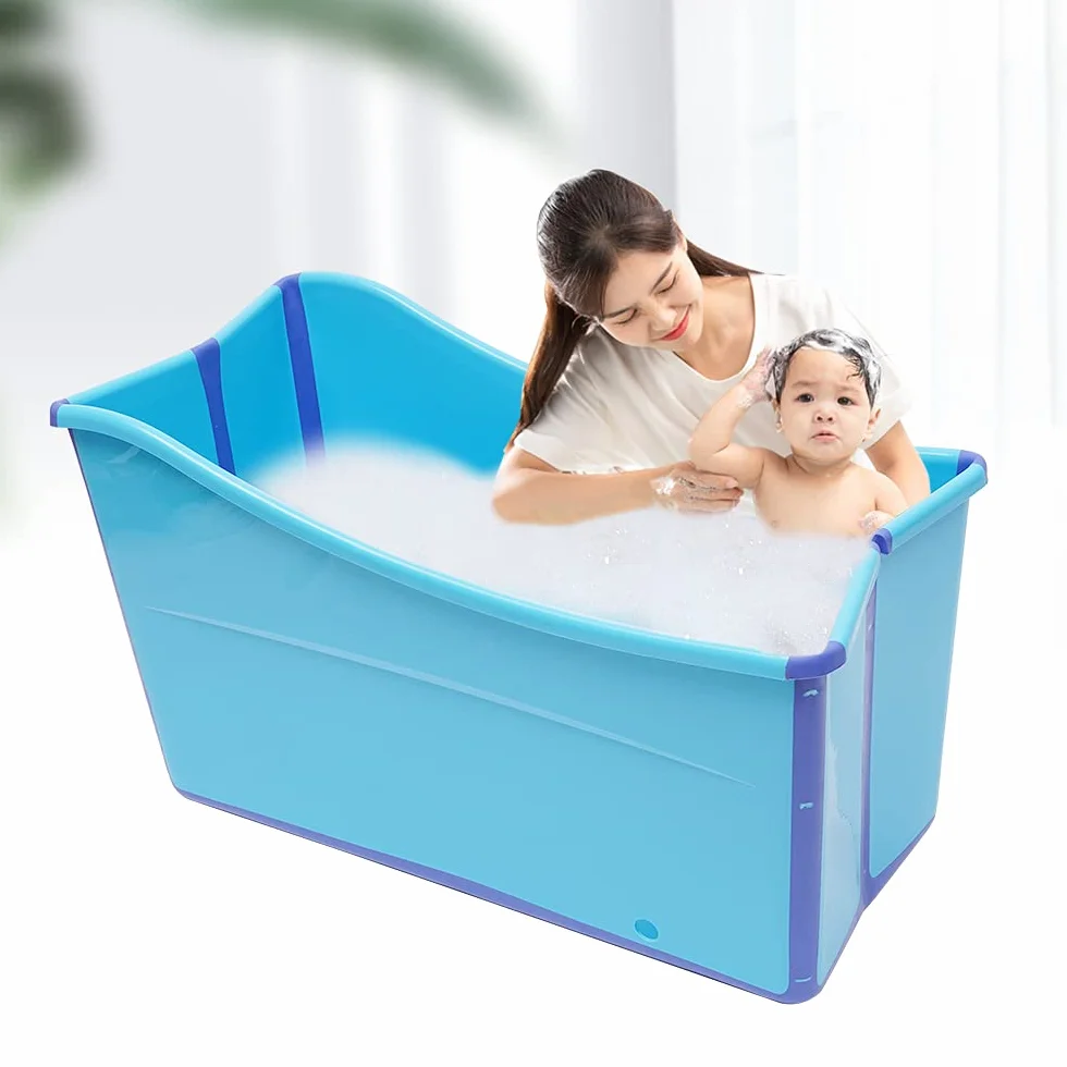 Faltbare Badewanne, 39 zoll freistehend badewanne für baby erwachsene, Spa-Badewanne Bad Wanne, Klappbadewanne für dusche, Ideal für das kleines Badezimmer,Blau