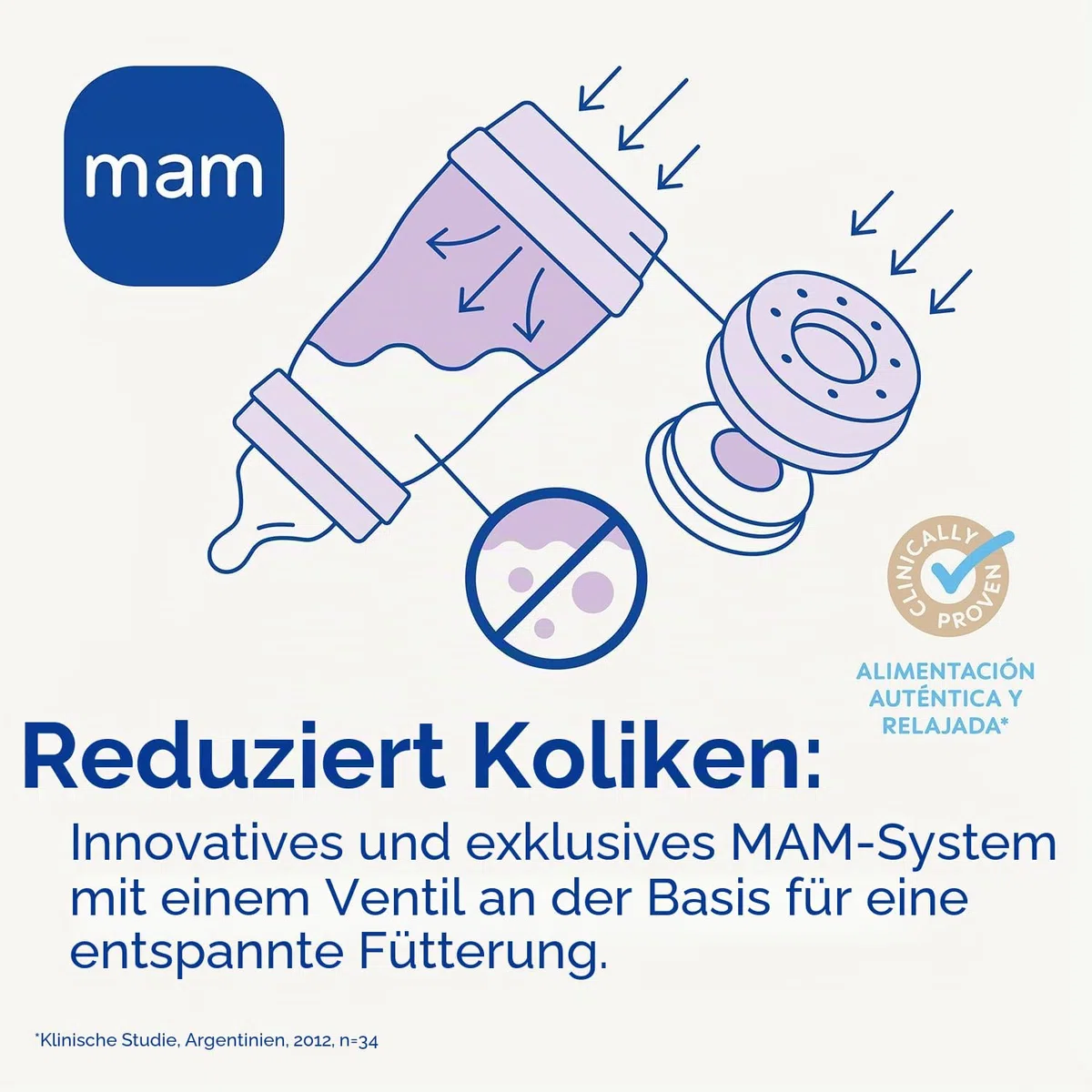 MAM Welcome to the World G102-3 Babyflaschen Easy Start Anti-Colic, 1 Schnuller Start und 1 Brosche Clip 0+ Monate, Spanische Version, Rosa, 5 Stück