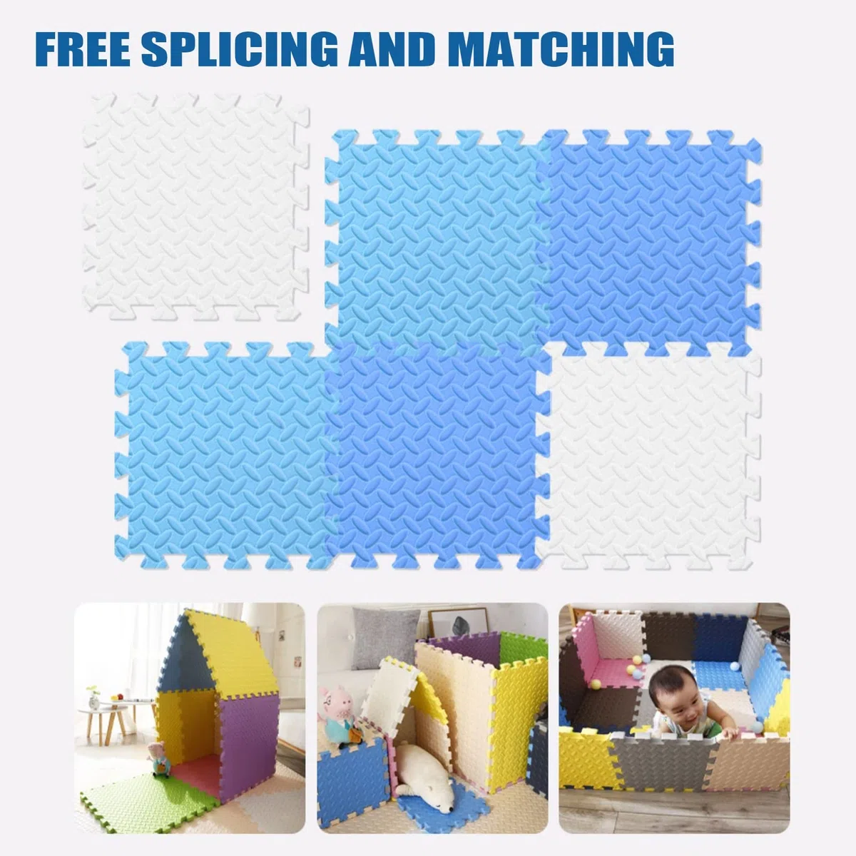 Puzzle Matte PE Schaumstoff Puzzlematte Baby - Krabbelteppich 60X60 Große Bunter Spielmatte Kinder rutschfest Bodenschutzmatte Krabbelmatte Spielteppich Gymnastikmatte,K,8Pcs