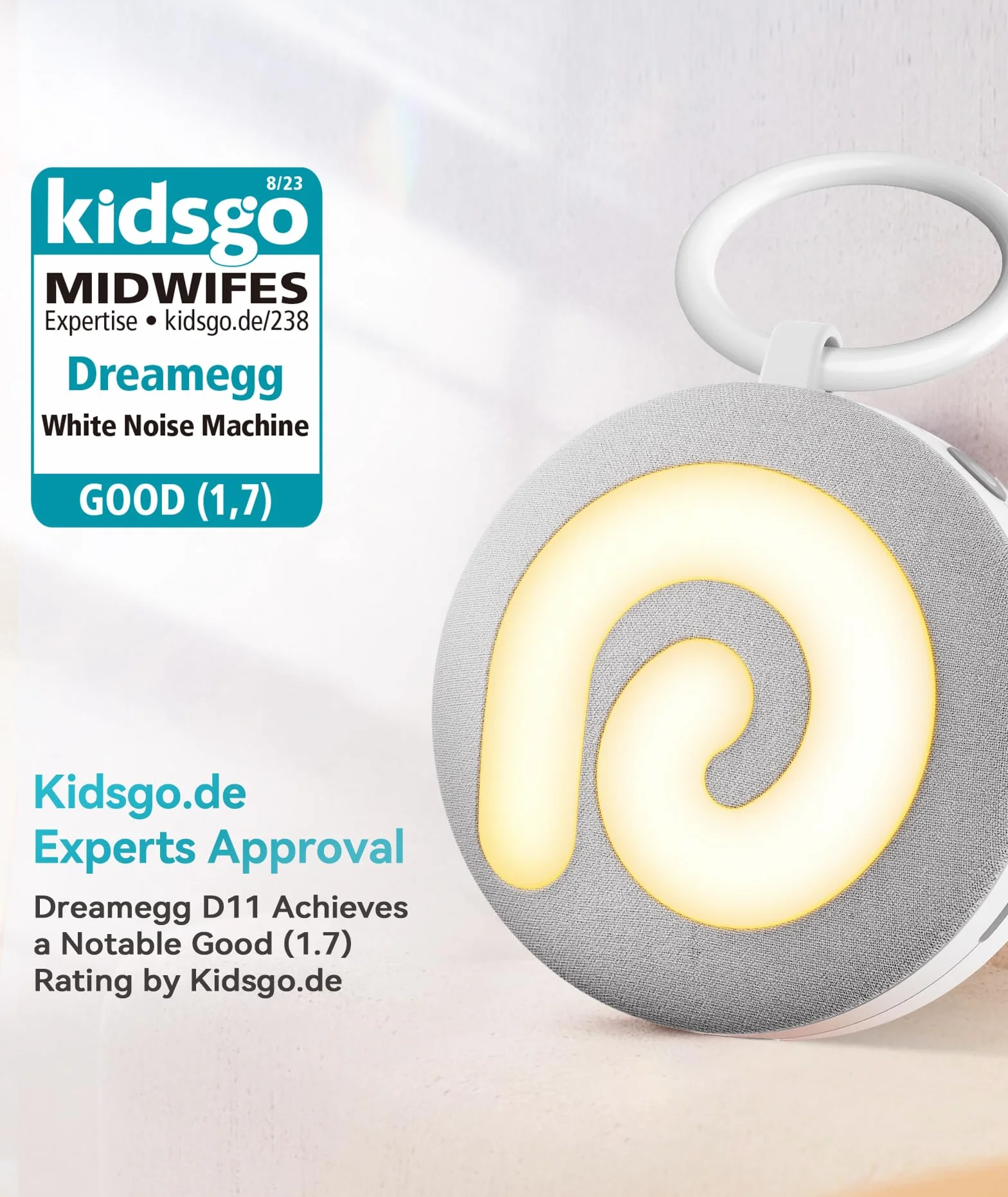 Dreamegg White Noise Machine Baby - D11 Einschlafhilfe Baby Weißes Rauschen Sound Machine mit 21 Musik-Stofftier und Licht, Einschlafhilfe USB Wiederaufladbar Schlafhilfe für Kinder
