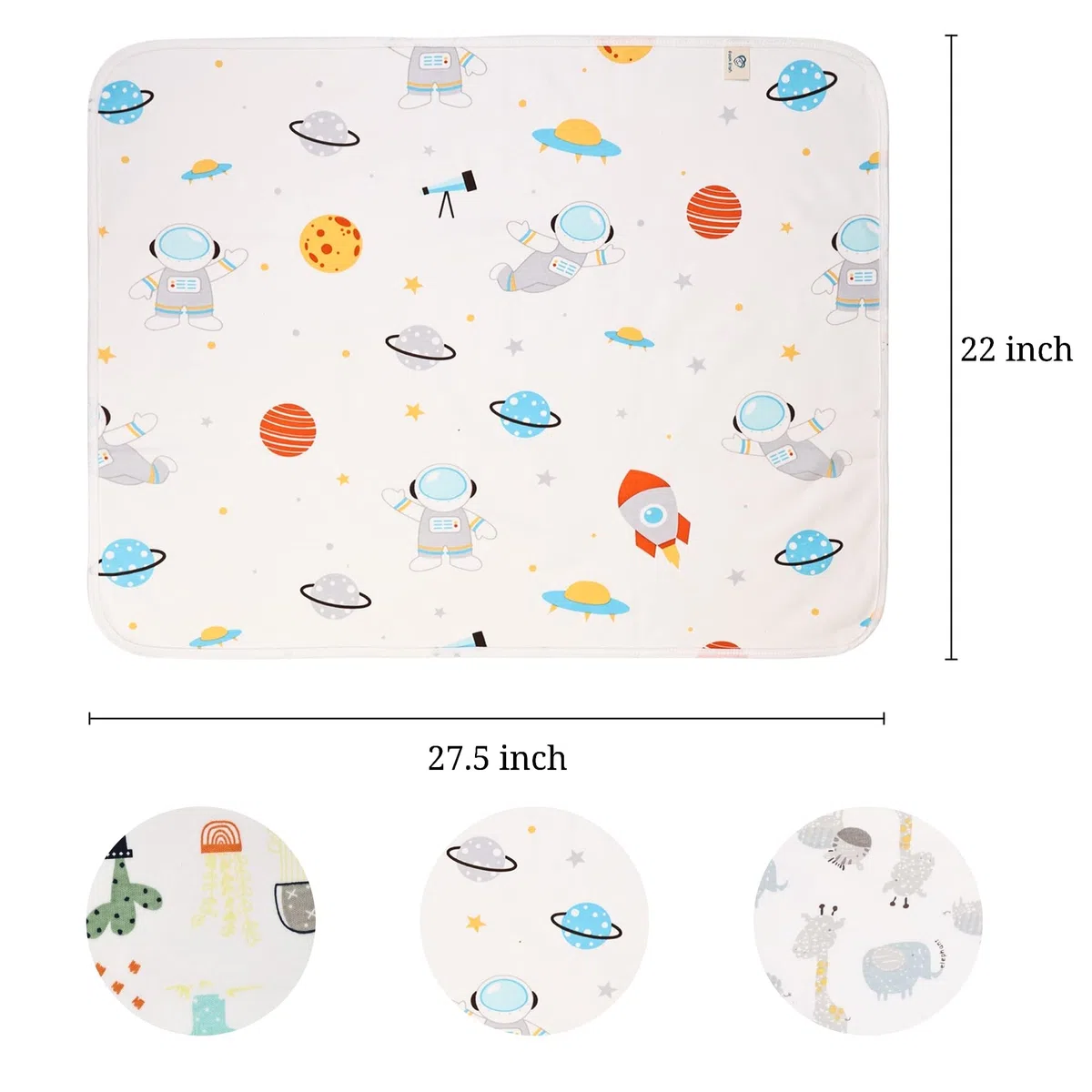 Baby-Wickelunterlage, 56 x 70 cm, weiche Baumwolle, wasserdicht, Wickelunterlage für Baby-Unterlagen, Matratzenauflage, Lakenschutz, tragbar, wiederverwendbar, Urin-Pads für Reiseausrüstung, 3 Stück | Weiche Baumwolle, wasserdicht, für Reiseausrüstung