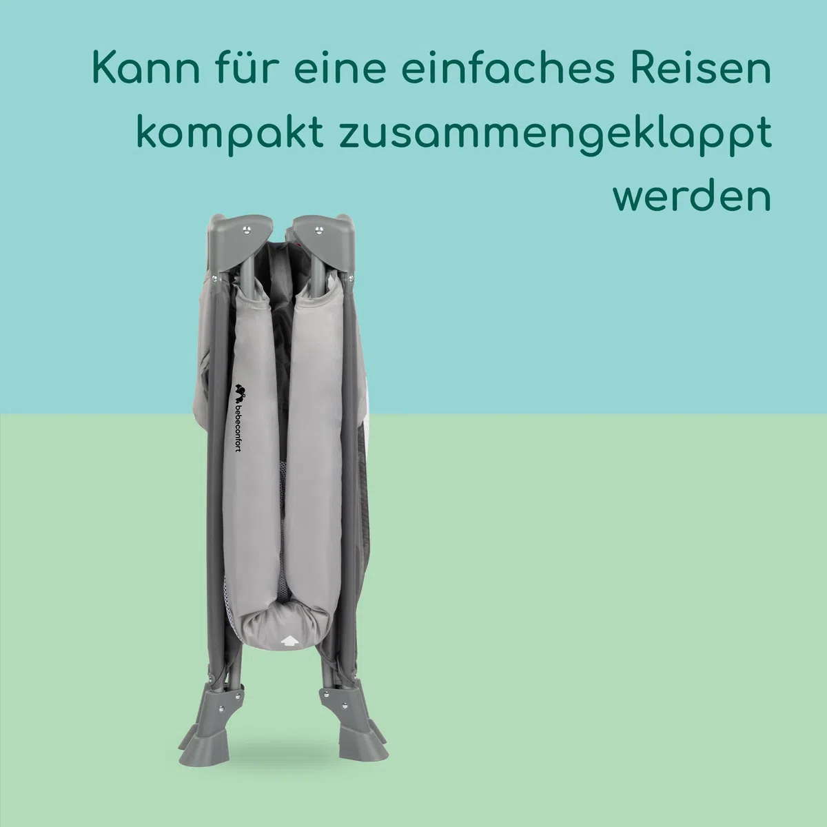 Bebeconfort Soft Dreams, Reisebett Baby, 0–3 Jahre (0–15 kg), leichtes Reisebettchen, Matratze aus Holzfasern & Schaumstoff (60 x 120 cm), Tragetasche, kompakt zusammenklappbar, Grey Mist