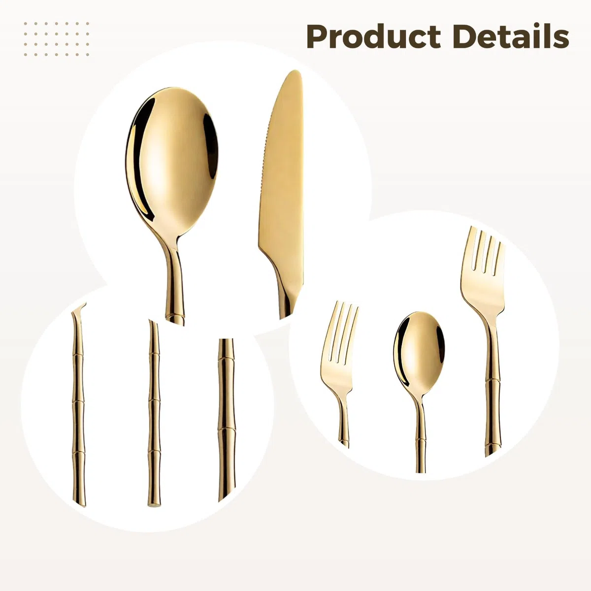 20-teiliges goldfarbenes Besteckset mit Holzgriff, Utensilienset aus 304 Edelstahl, inklusive Tafelmessern, Gabeln und Löffeln, spiegelpoliert, elegantes Tafelservice für 4 Personen