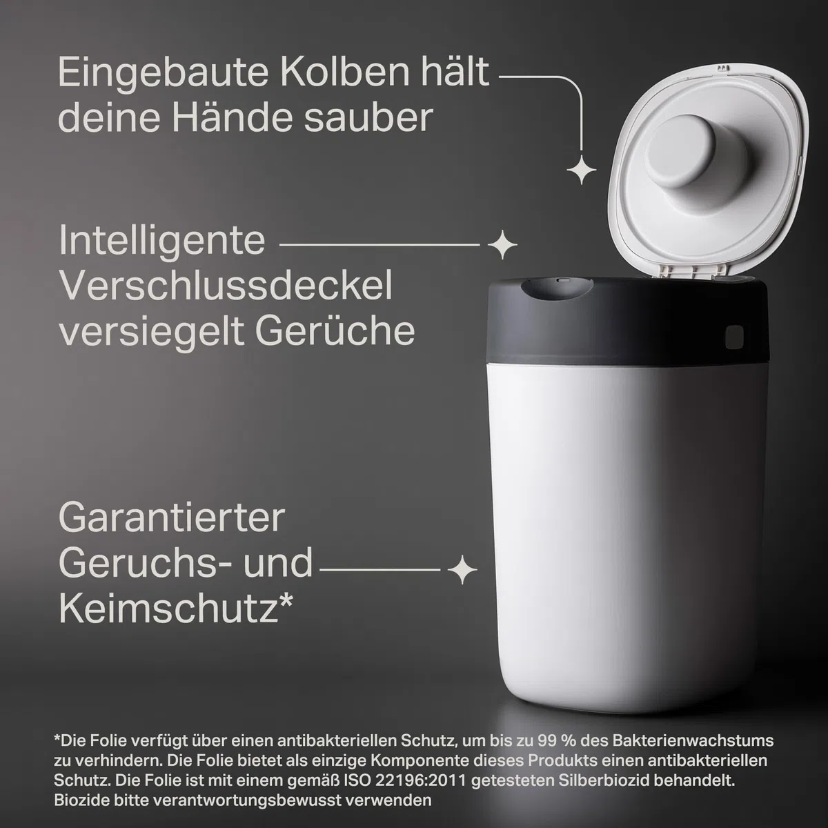 Tommee Tippee Twist and Click Advanced Windeleimer, umweltfreundliches System, inkl. 6 Nachfüllkassetten mit GREENFILM, Weiß