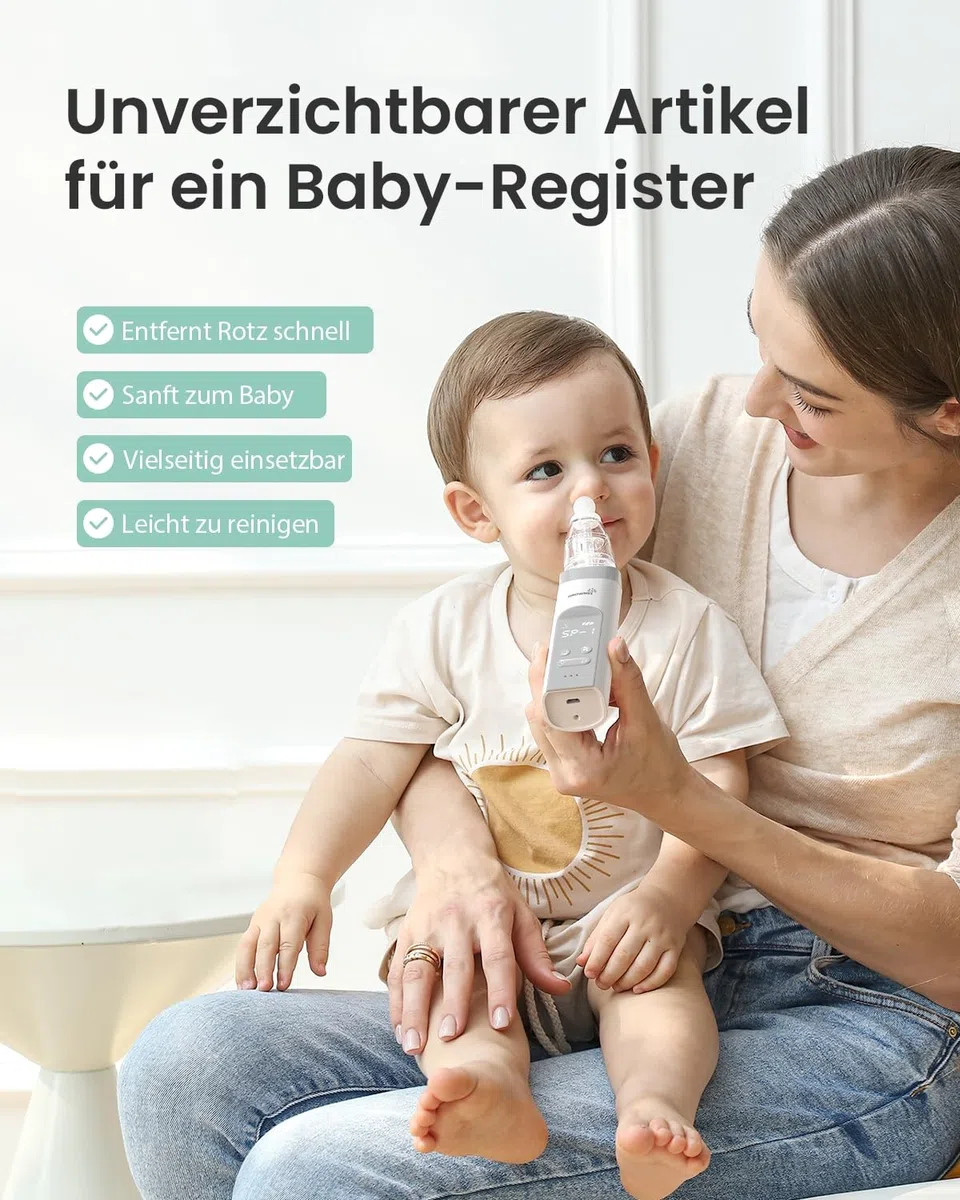 Nasensauger Baby | Nasensauger Baby Elektrisch| Nasensauger Baby Staubsauger Wiederaufladbar, Mit 3 SaugstäRken Musik & Licht Funktion Und 3 GrößEn Silikon Tipps 1