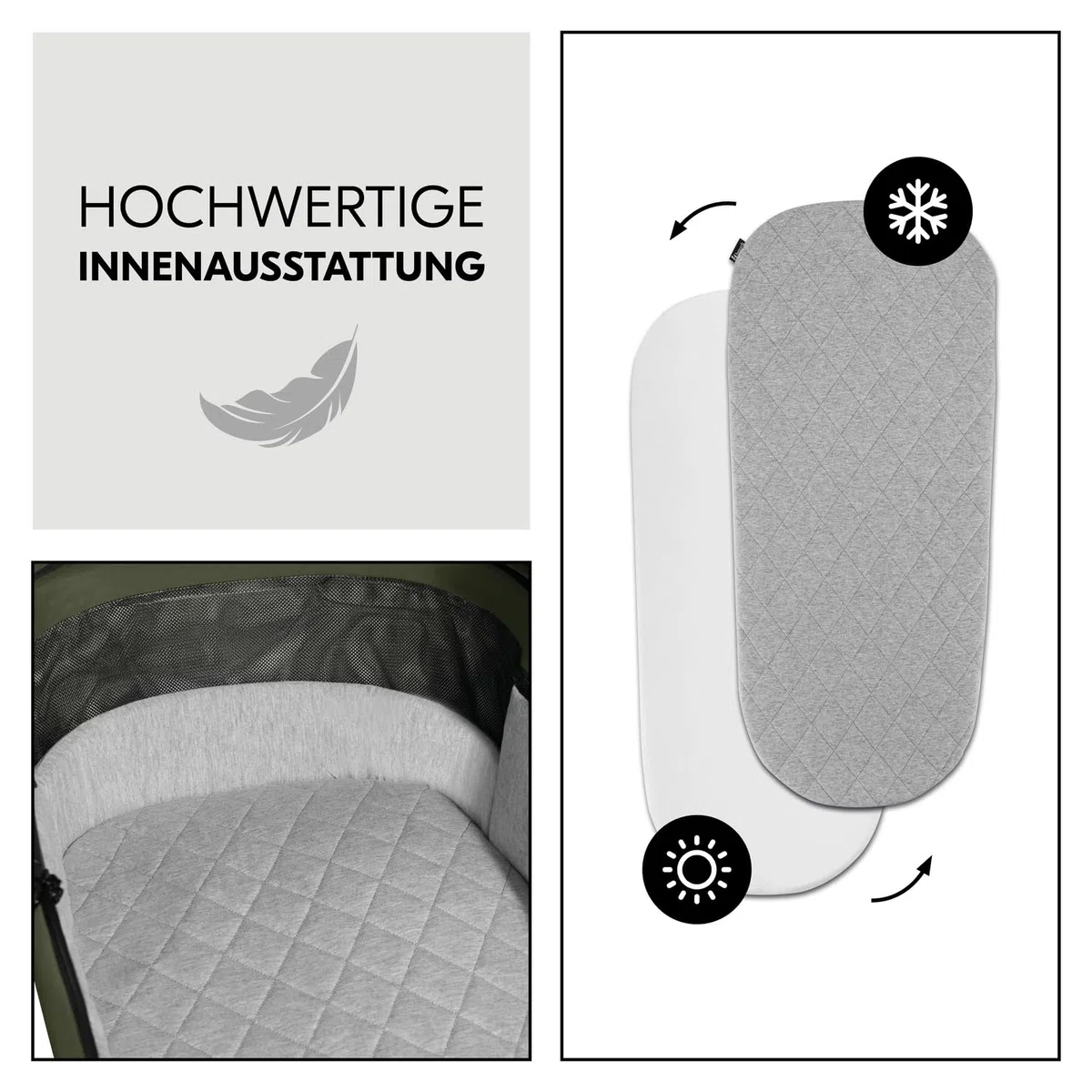 Hauck Comfort N Care Set Olive 2in1 Kinderwagen mit Gummireifen, Wanne, Wendbarer Sitz, bis 22 kg, Höhenverstellbar, inkl. Autositz Adapter