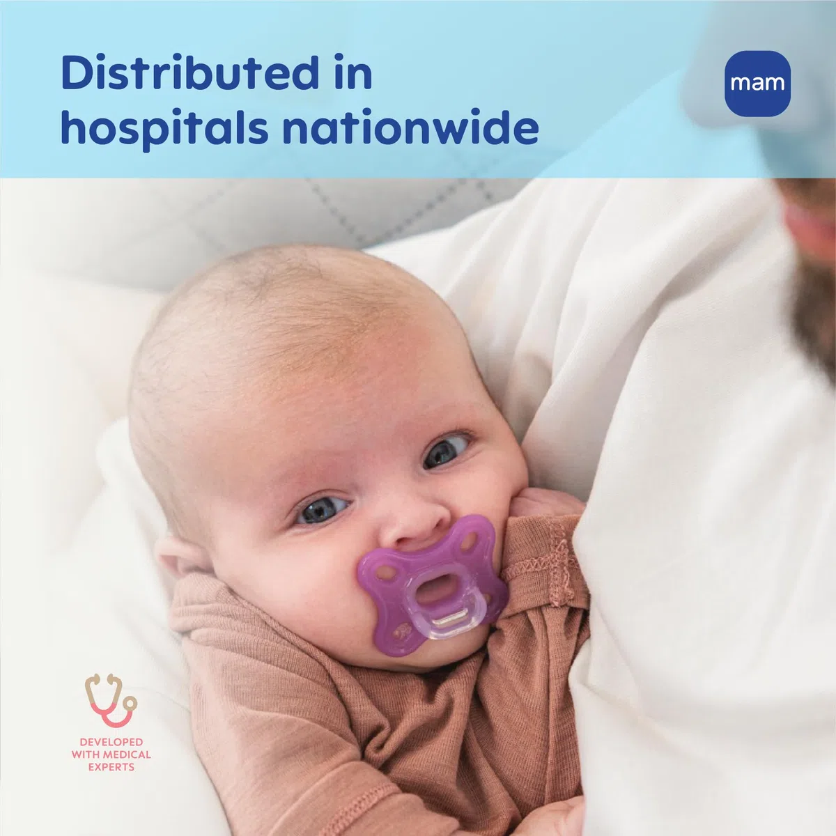 MAM Comfort Baby Schnuller, 100% leichtes Silikon, Sterilisator-Hülle, 0-3 Monate, 2 Stück