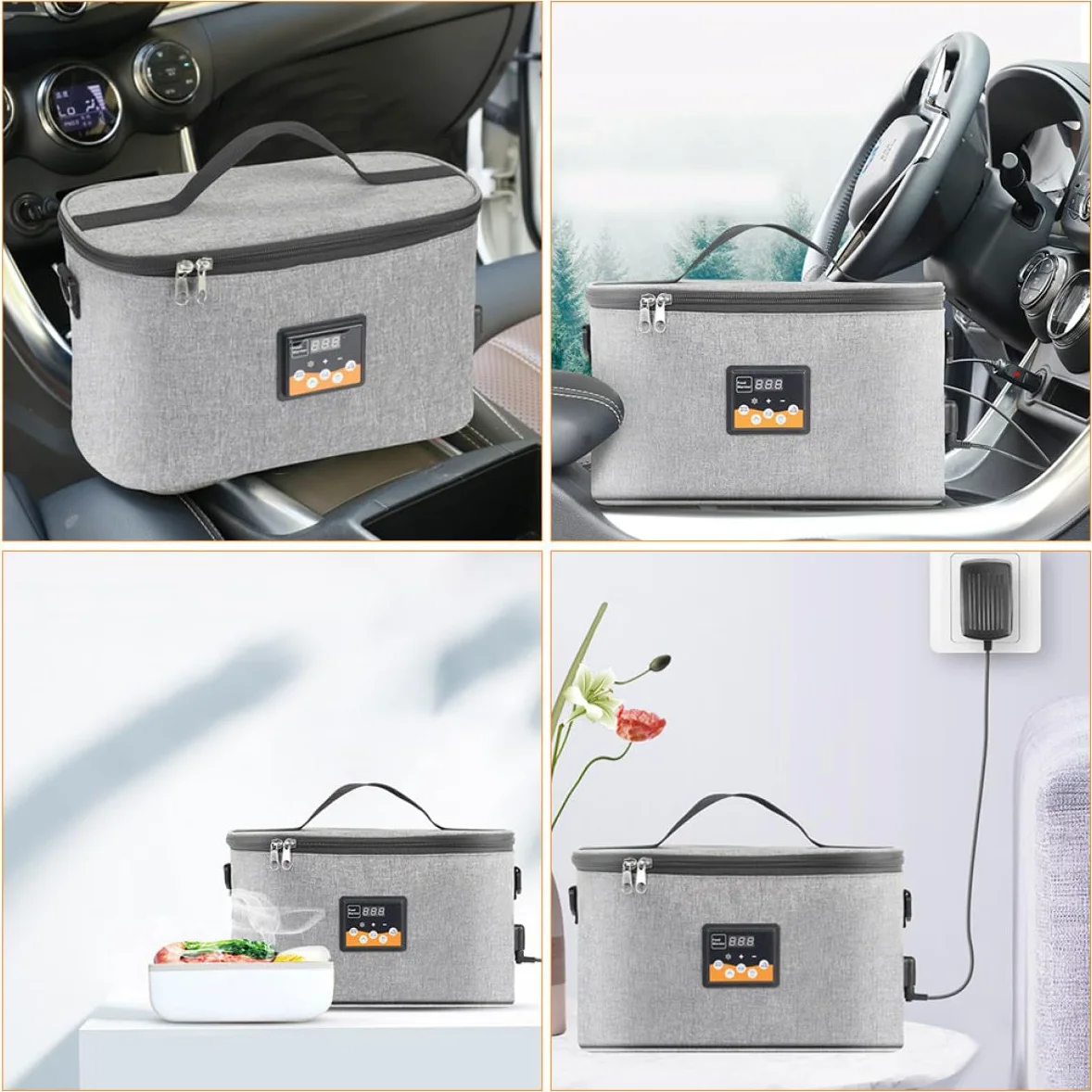 POPETPOP Tragbare Elektrische Babyflaschenwärmertasche aus Oxford Stoff mit 8l Kapazität und 12v Autoladefunktion für Unterwegs im Auto und Am Kinderwagen