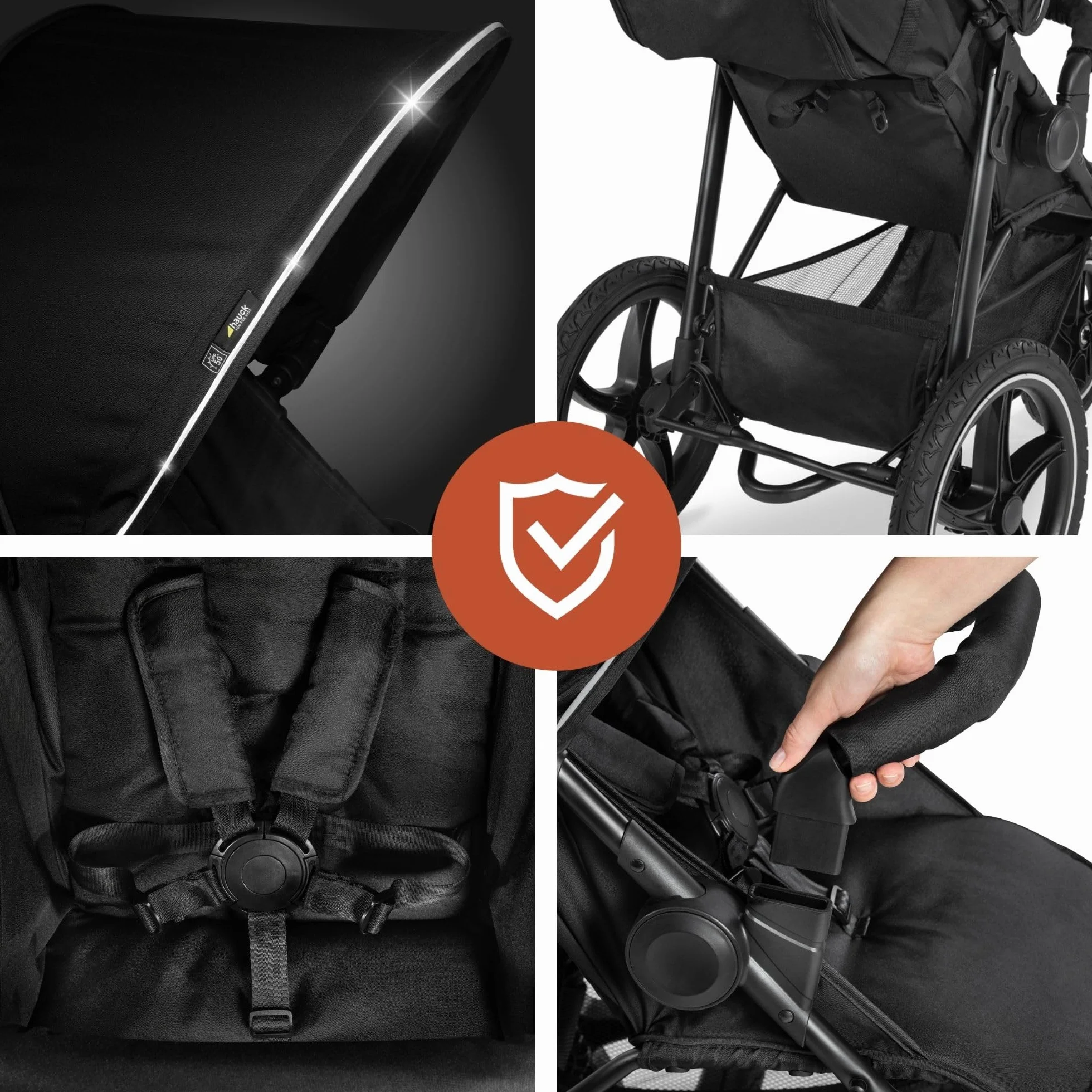 Hauck Runner 2 Dreirad Buggy Kinderwagen mit XL Luftreifen bis 22 kg, Schwarz, Federung, UV-Schutz 50+