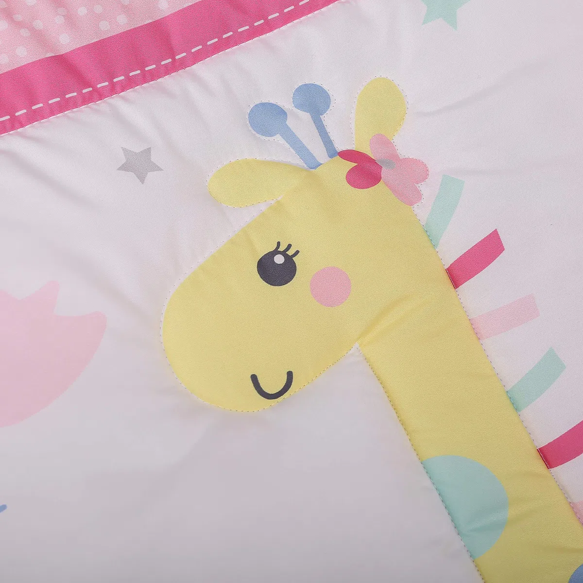 Brandream Babybettwäsche-Set für Mädchen, Jungen, Elefant, Kinderzimmer-Bettwäsche mit Bettdecke, Spannbetttuch, Bettrock, Windel, stapelbar, Dschungeltiere, Elefant, Giraffe, Vogeldruck, 4-teilig