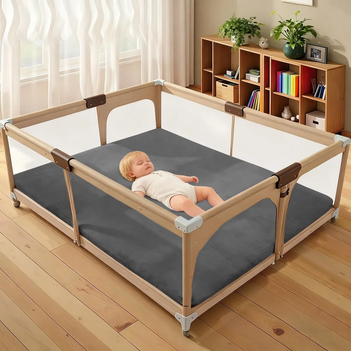 3cm Dicke Krabbelmatte Baby, Spielmatte Baby 100 x 100 cm Dunkelgrau Teppich für Kinderzimmer mit Memory-Schaum, Rutschfester Unterseite Krabbeldecke, Kinderteppich, spielteppich Kinder