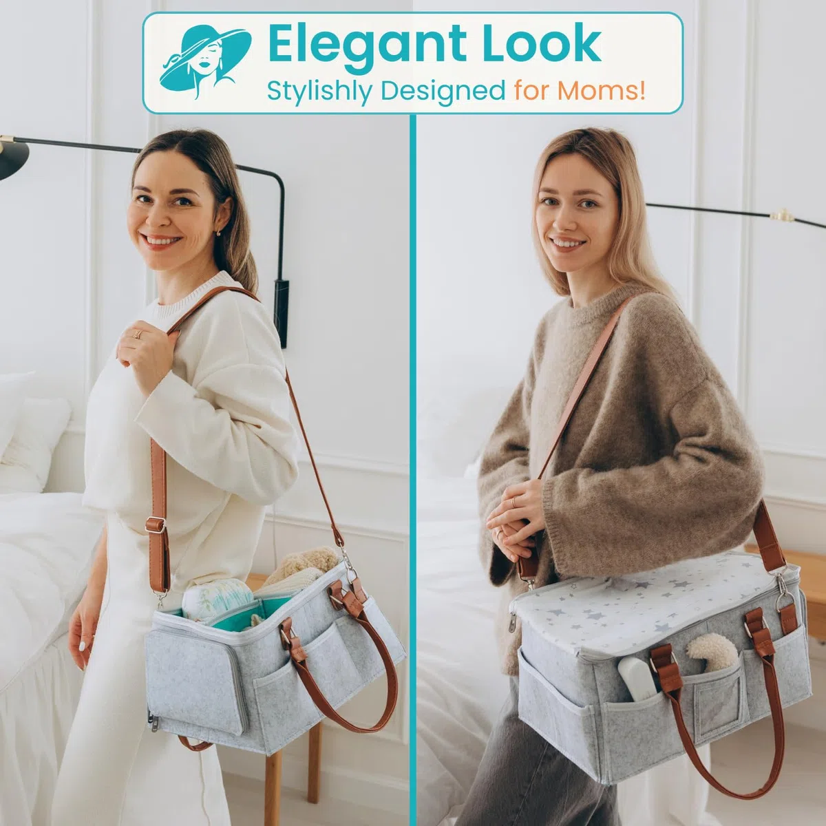 Wickeltasche mit Rolldeckel und herausnehmbaren Trennwänden – ideal für Kinderzimmer, Wickeltisch, Auto – Reisefreundliche Station