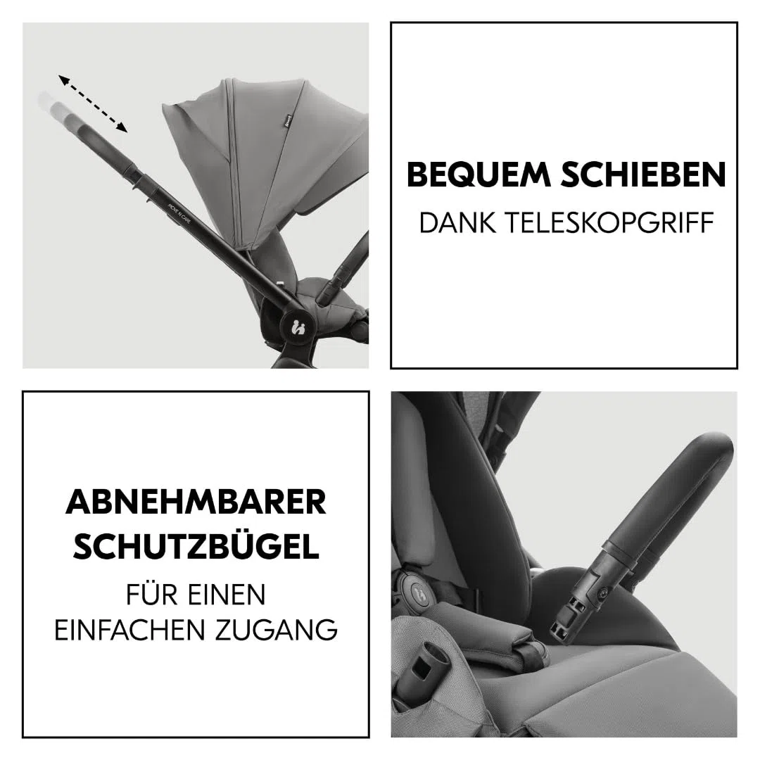 Hauck 3in1 Kinderwagen Set Move N Care mit Drive N Care Babyschale – Kombikinderwagen ab Geburt bis 22 kg mit Federung & wendbarer Sitzeinheit – Dark Grey