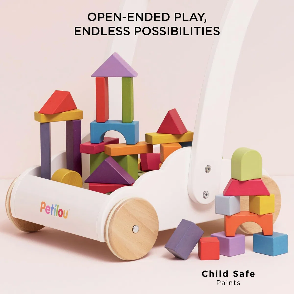 Le Toy Van – Pädagogischer Petilou Lauflernwagen „Regenbogen & Wolken“ aus Holz für Kleinkinder und Babys | Für Mädchen & Jungen | Geeignet für Kinder ab einem Jahr