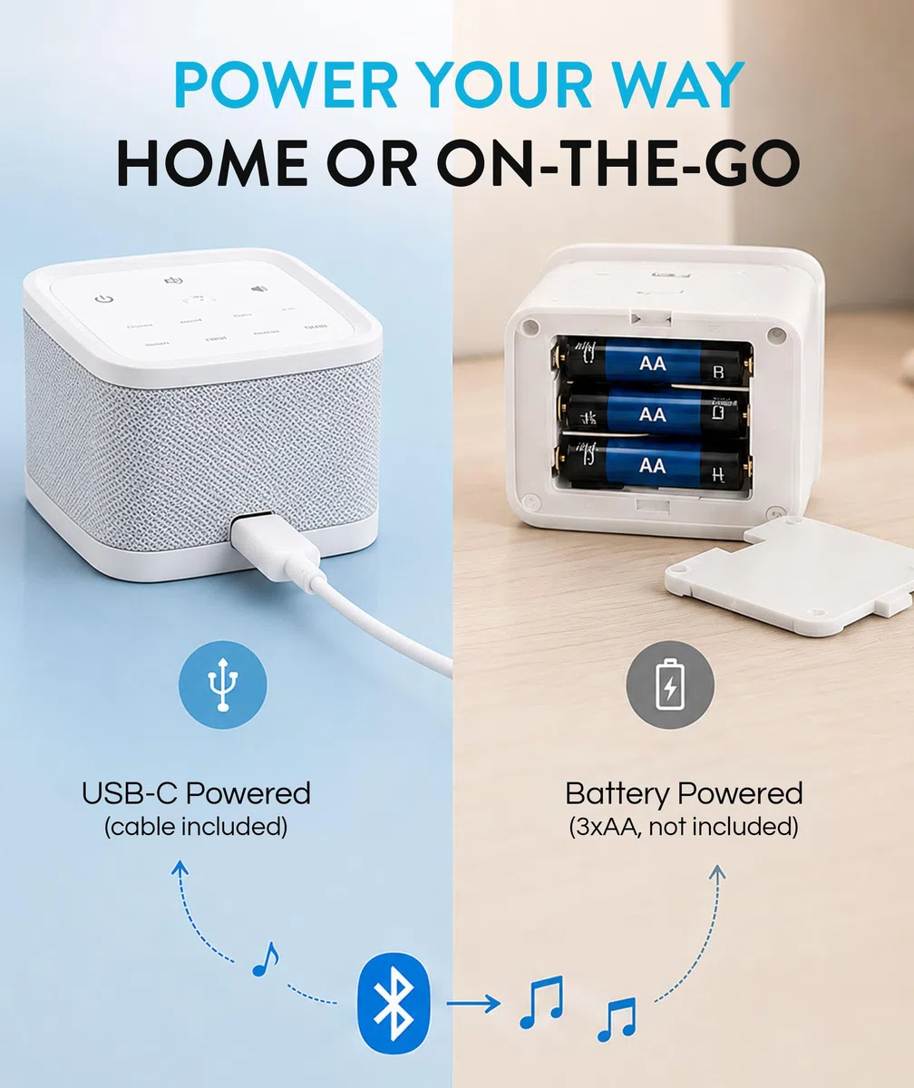 Big Red Rooster White Noise Machine for Sleeping - Baby & Kids Sound Machine with Rain, Nature & Ocean Sounds - Portable Sleep Noise Maker with Timer, Bluetooth & USB/AA Power - Travel & Home Use