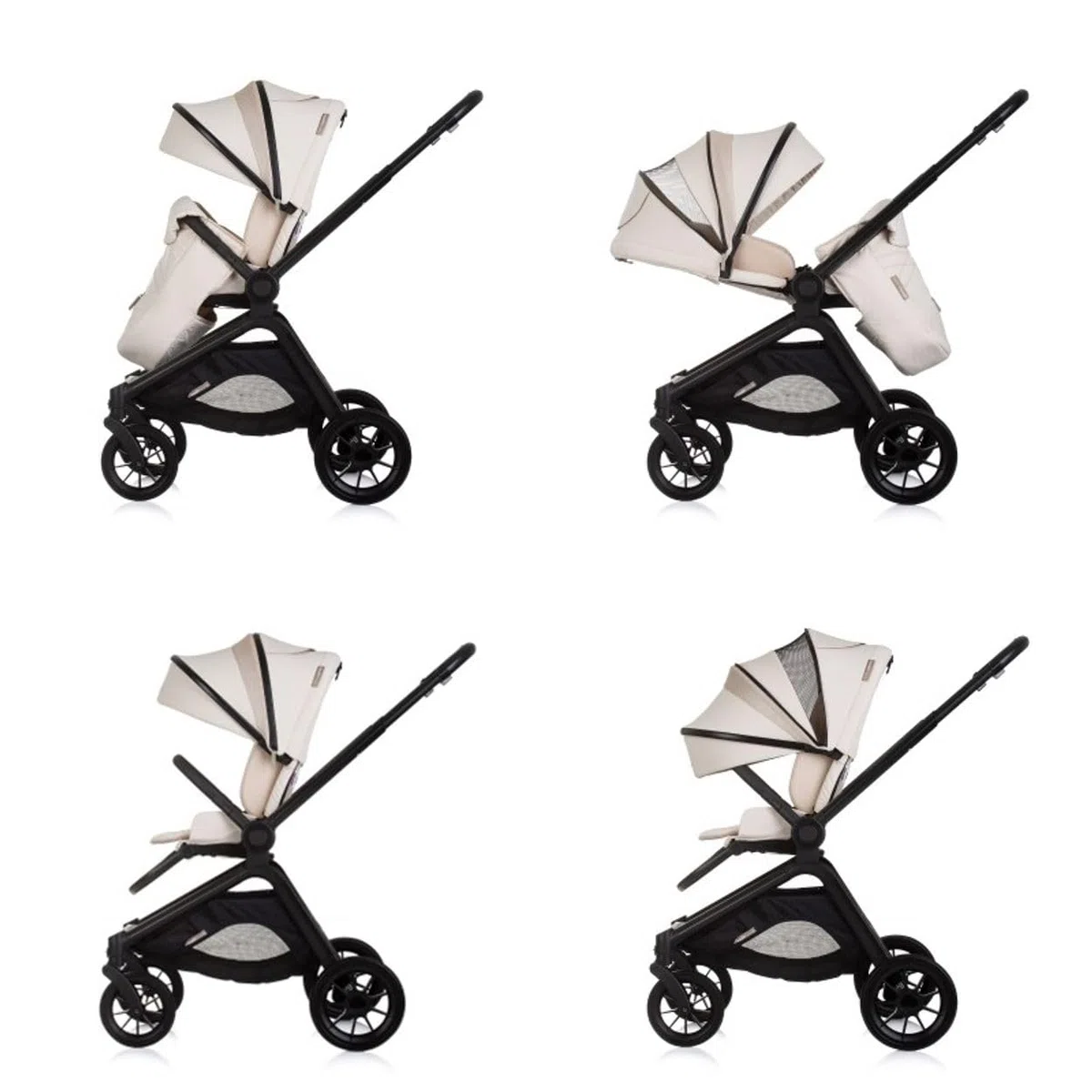 Chipolino Kombikinderwagen Magnum 3 in 1 Babywanne Sportsitz i-Size Babyschale creme