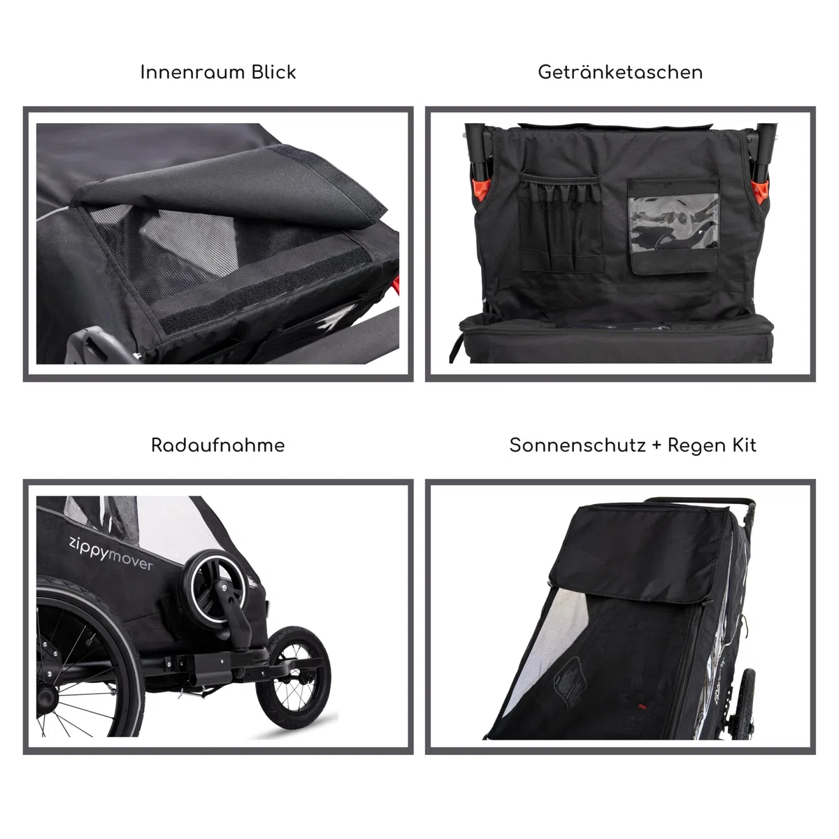 Sportlicher Kinderfahrradanhänger Einsitzer 1 Kind 3in1 Set Buggy Jogger Kinderwagen