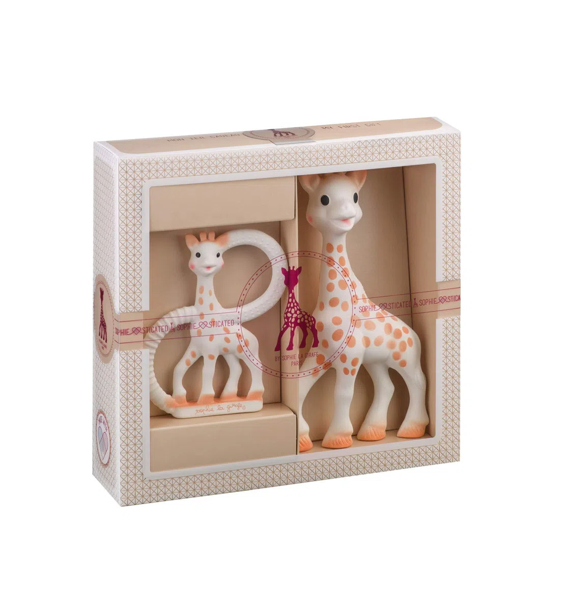 Sophie la Girafe – Sophie la Girafe Geschenkbox zur Geburt + Beißring & Fehn Soft Bilderbuch Elefant – Baby Fühlbuch mit Bio Baumwolle Stoff mit Tier Motiven