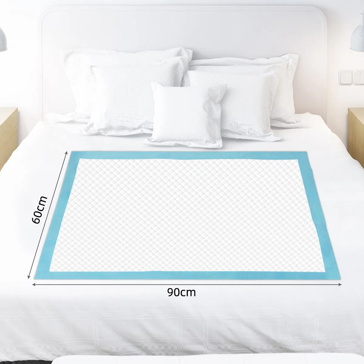 Wegwerf-Bettpads für Inkontinenz 50 Stück 60x90cm 5-lagig,90g/Stück,SAP 6g Betteinlagen Inkontinenz Einweg Erwachsenen, Heavy Duty Bettpads Inkontinenz, Einweg-Wickelunterlagen