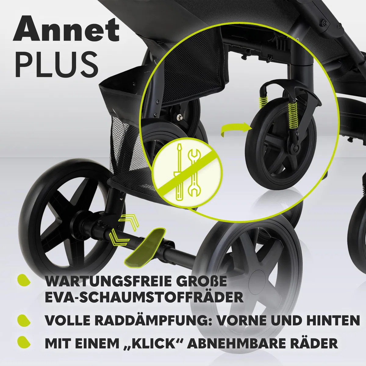 Lionelo Annet Plus Buggy Kinderwagen ab Geburt bis 22 kg, Liegefunktion flach, kompakt faltbar, große EVA Räder mit Federung, XXL Verdeck