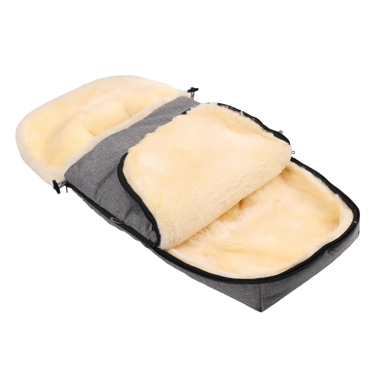 Baby Lammfellfußsack Kinderwagen Fellsack Kuscheliger Buggy Kinderwagen-Fußsack Wind-und Wasserdicht Thermoregulierend Rundum-Reißverschluss 90×50cm (Hellgrau Melange)