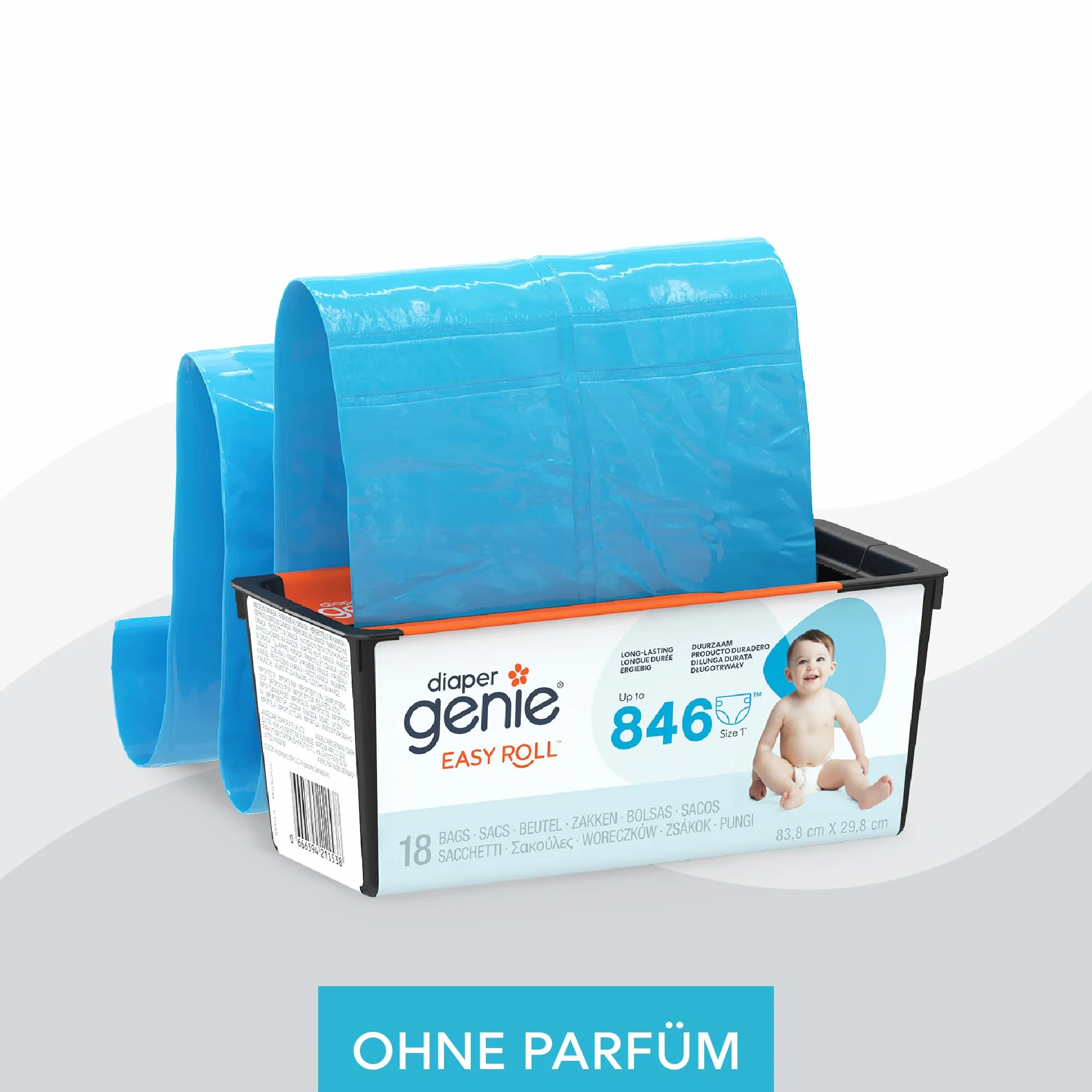Diaper Genie - 2er-Pack Original Easy Roll Nachfüllungen 2x18 Beutel kompatibel mit Diaper Genie Platinum Windeleimer - Geruchsdicht & stabil. Für 10 Monate Windeln."