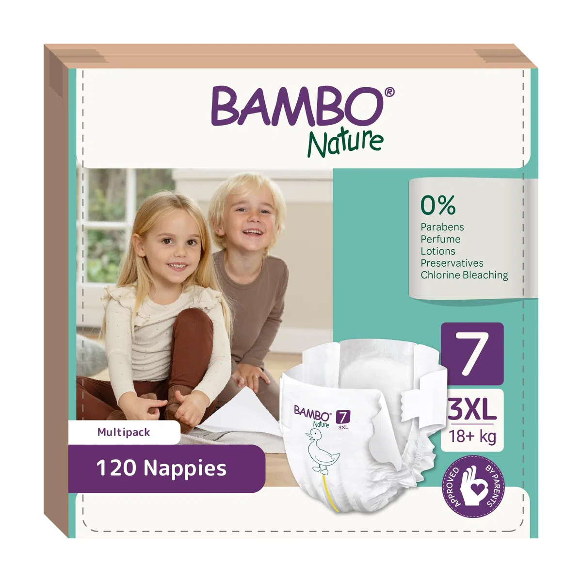 Bambo Nature Windeln Größe 7 (18+kg), 120er Pack, umweltfreundliche Einwegwindeln mit erhöhtem Auslaufschutz, sichere Babywindel, hautfreundlich für max