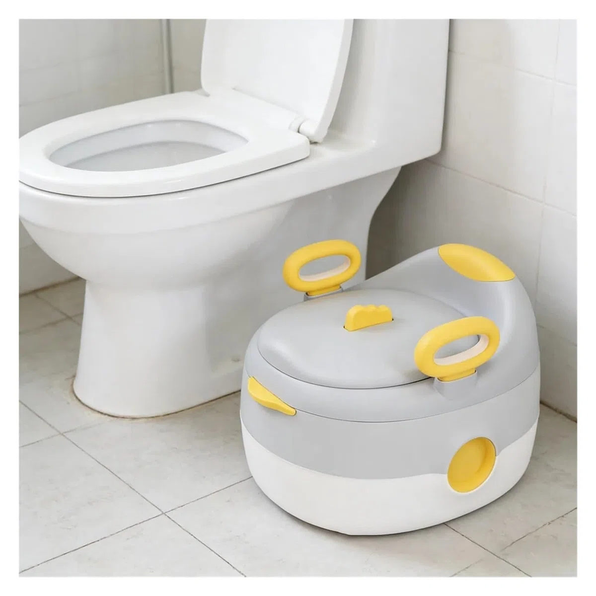 Baby-Töpfchen – Kinder-Toilettenverkleinerer Sitzkissen Mit Hocker For Jungen Und Mädchen Im Alter Von 1–6 Jahren, Heimreise Robust Und Bequem | GRAY