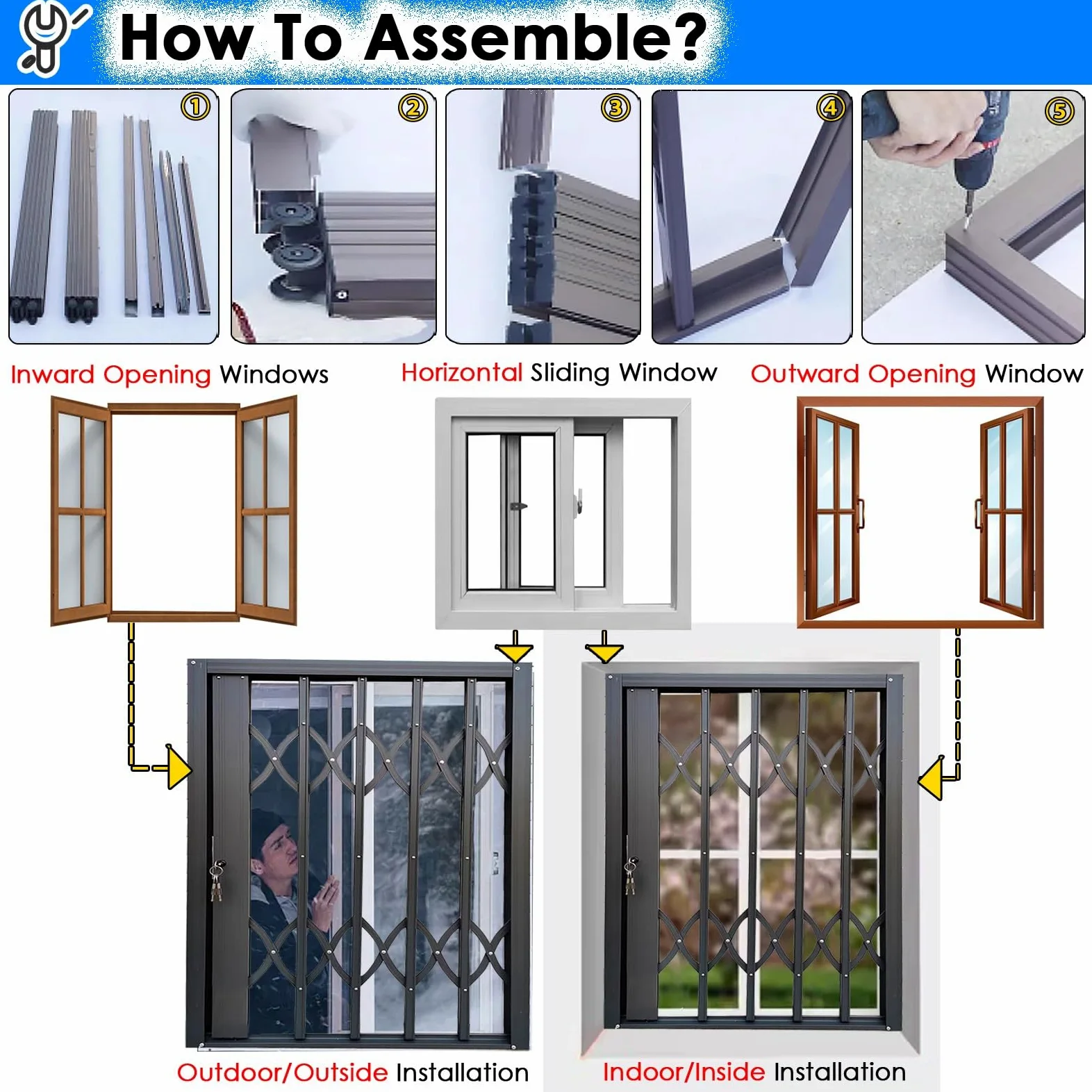 PEYNIR Fenstergitter Einbruchschutz Haustürschutz für Hunde/Kinder, Abschließbar Aluminium Einbruchschutz, Falt-Schiebe- Sicherheits-Fensterzaun, 50–230 cm, individuelle Höhe(Dark Grey,W170 x H220cm)