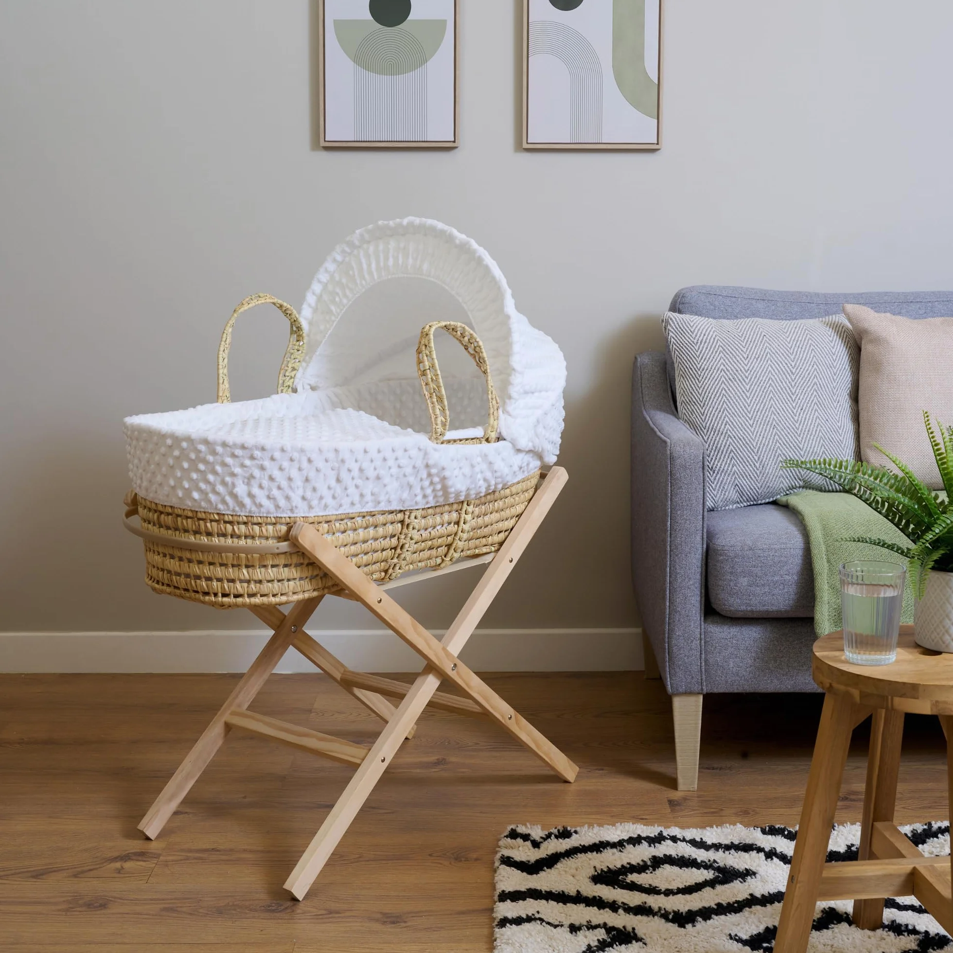 Clair de Lune Klappbarer Babykorbständer aus Holz, Weiß
