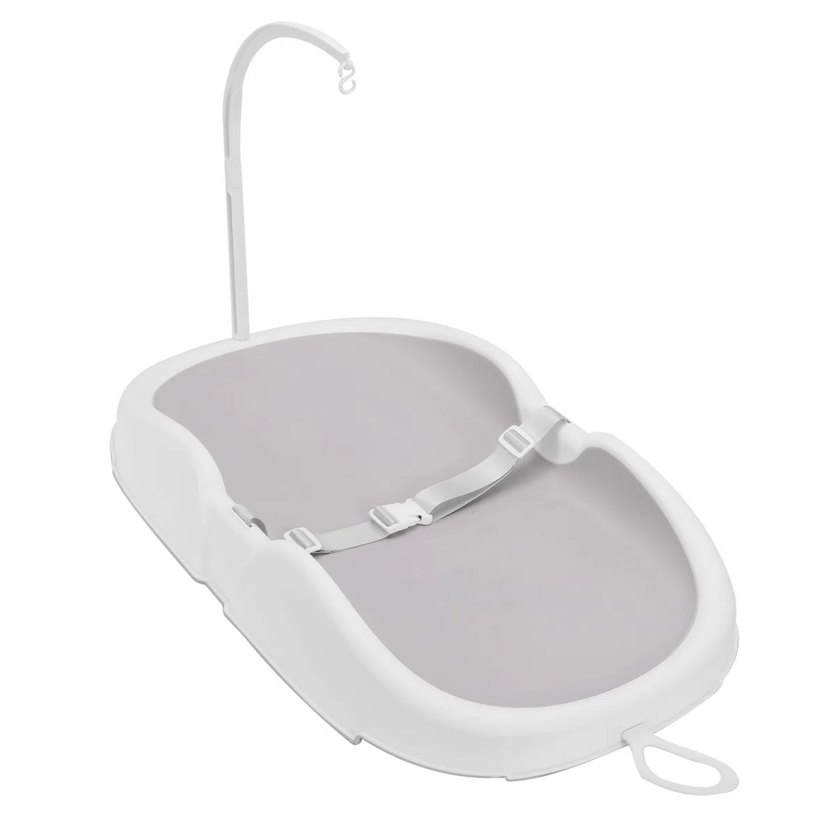 Tosuny Baby-Wickelunterlage, Tragbarer Babybade-Stilltisch, Multifunktionale Kinderzimmerstation mit Verstellbarem Sicherheitsgurt, Windel-Wickelunterlage für Kommode und Tisch (Grau-weiß)