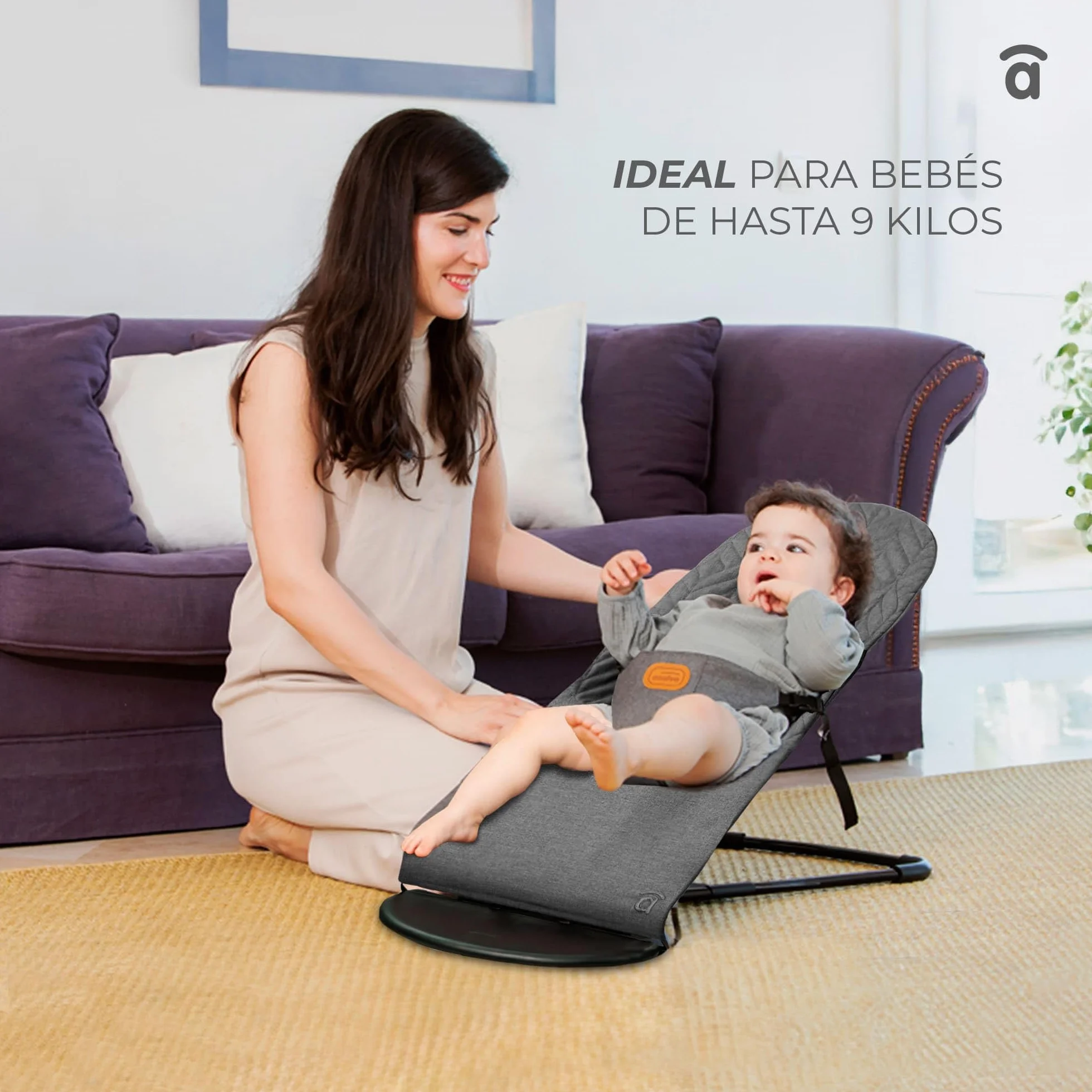 Asalvo PARADISE Babyhängematte 2-in-1 mit Schaukel- und Schaukelfunktion, 0-1 Jahre, max. 13 kg, leicht und kompakt, natürliches Schaukeln, 3-Punkt-Gurt, neigbar und faltbar, Beige