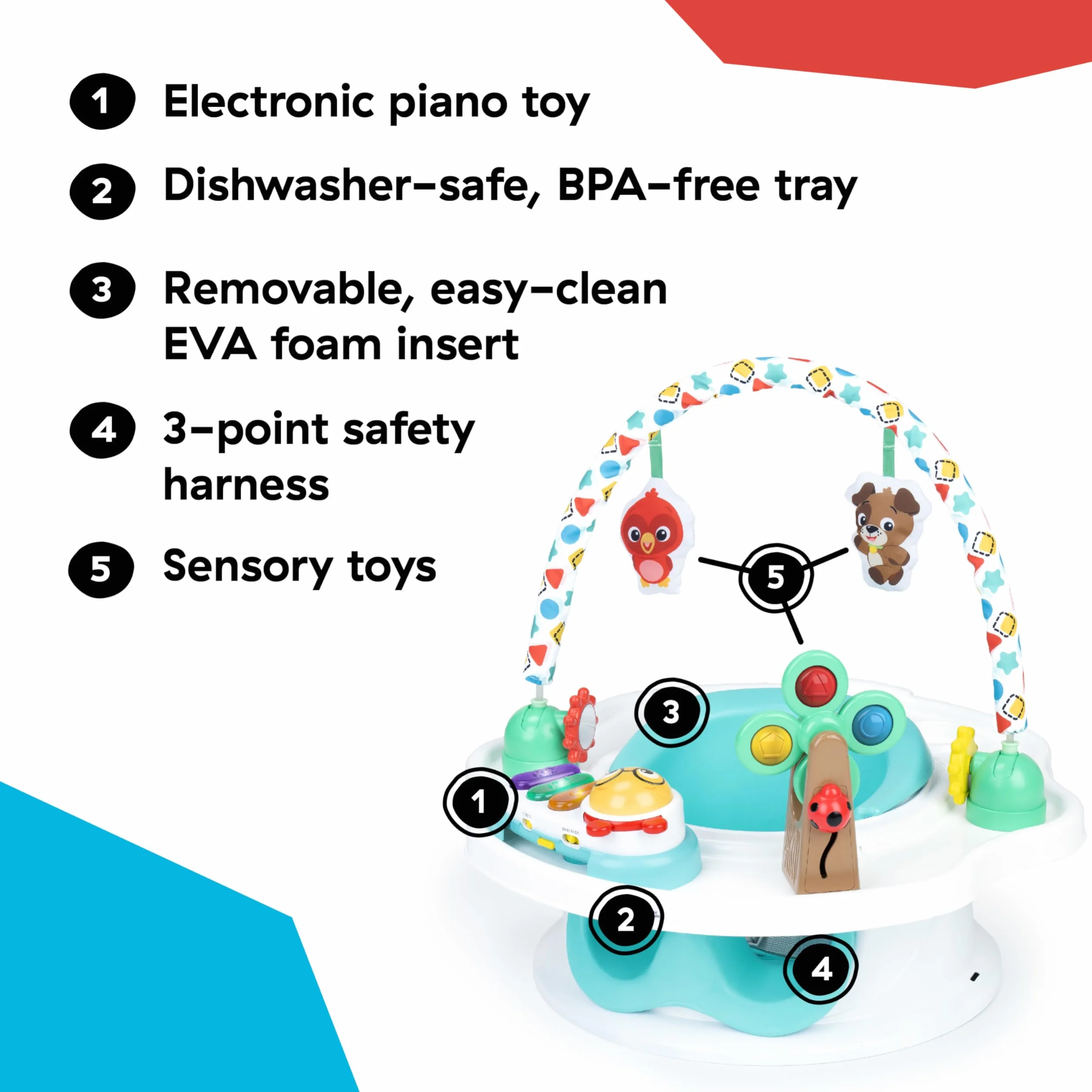 Baby Einstein SuperSeat Touch of Tunes 3-in-1 Aktivitätssitz, mit Musik und Lichtern, ab einem Alter von 6 Monaten