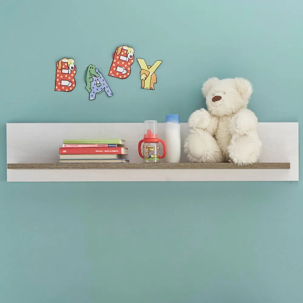 Lomadox Babyzimmer Set in Pinie weiß Nb./Trüffel Eiche Nb., Landhaus Design